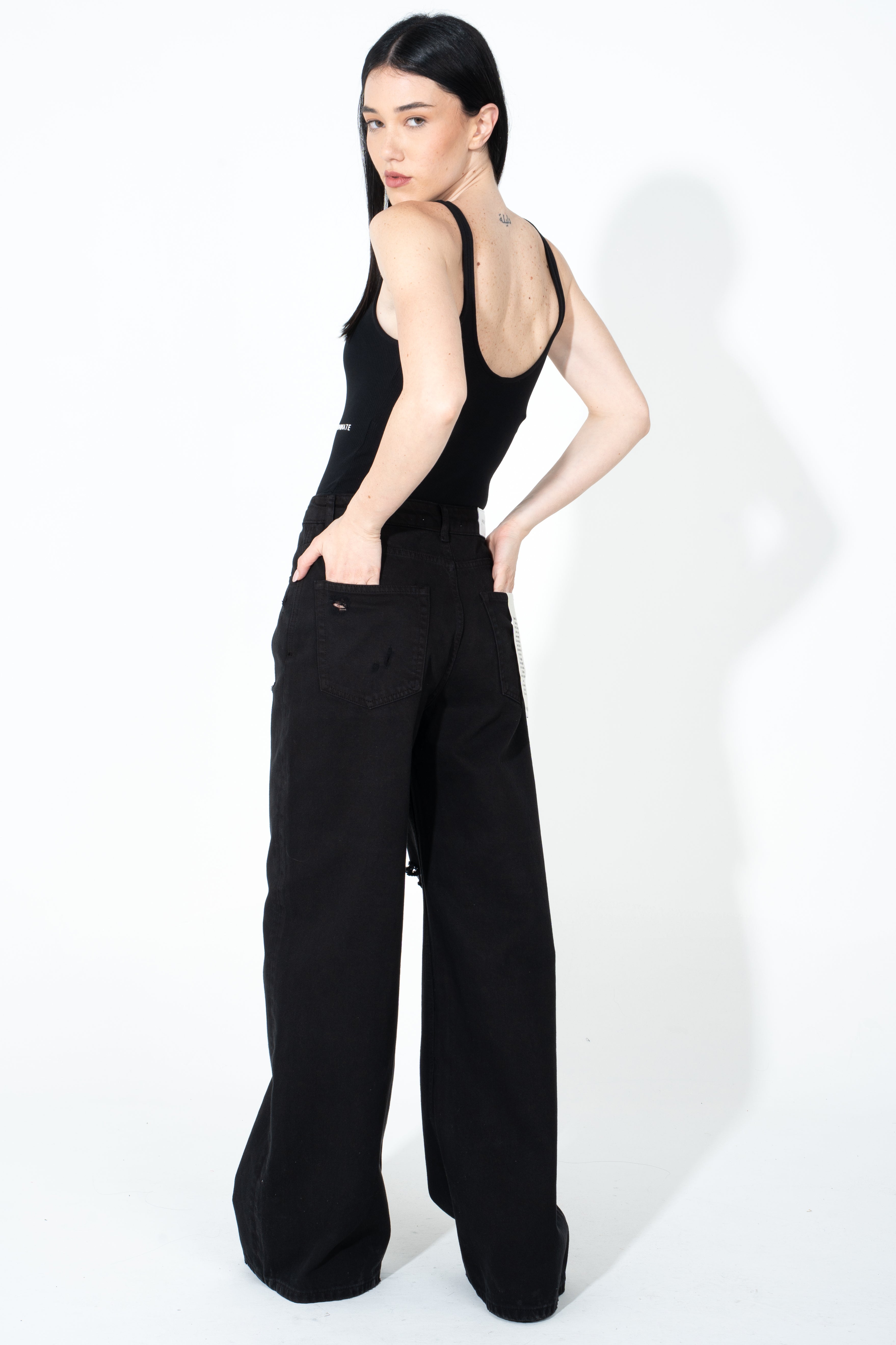 Pantalone in tessuto jeans con rotture