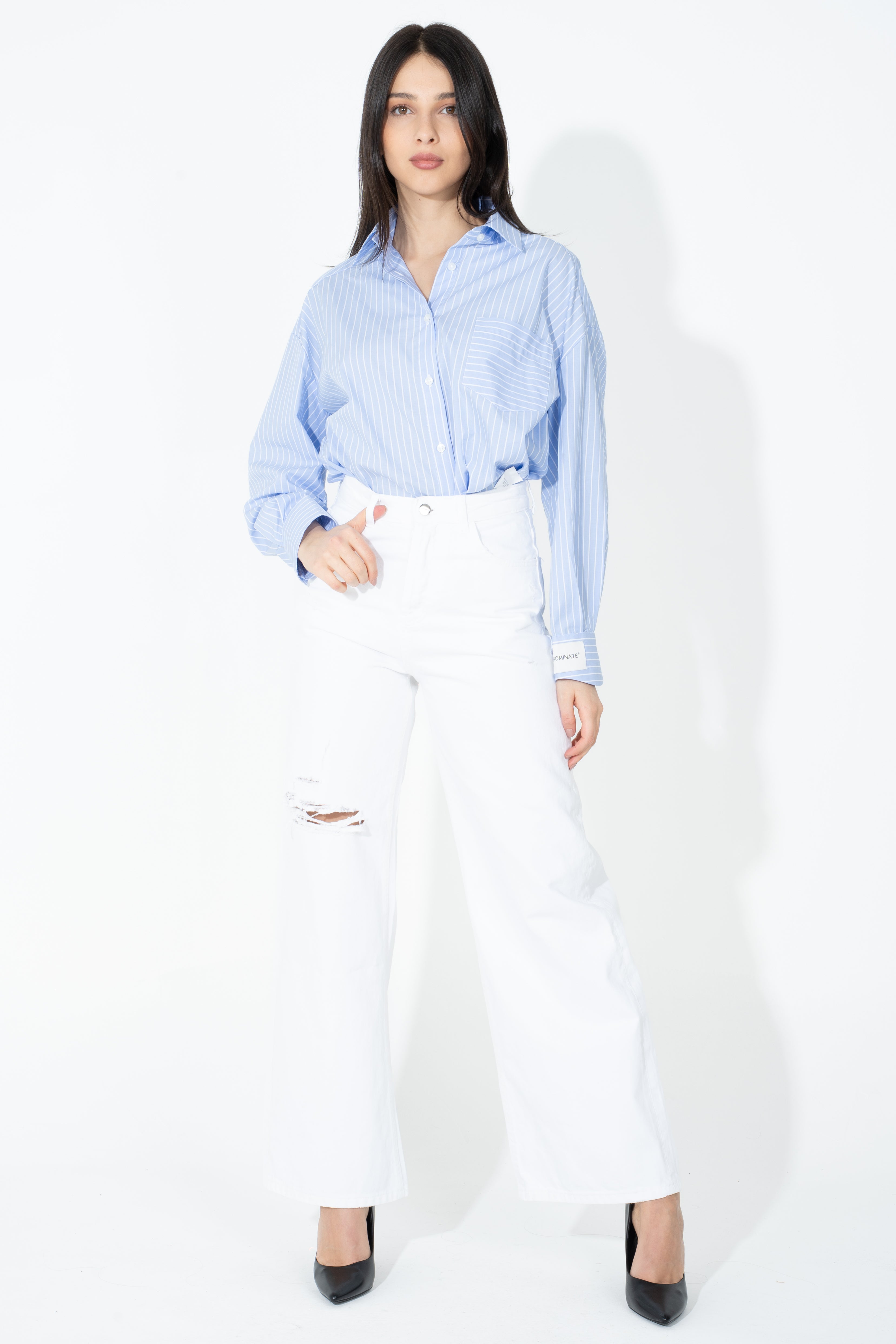 Pantalone in tessuto jeans con rotture