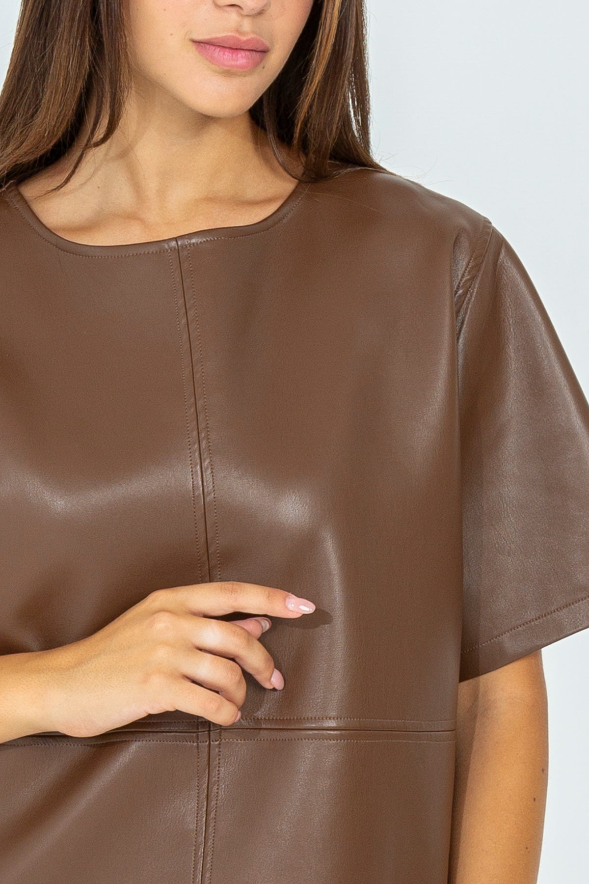 Oversized eco-leather T-shirt