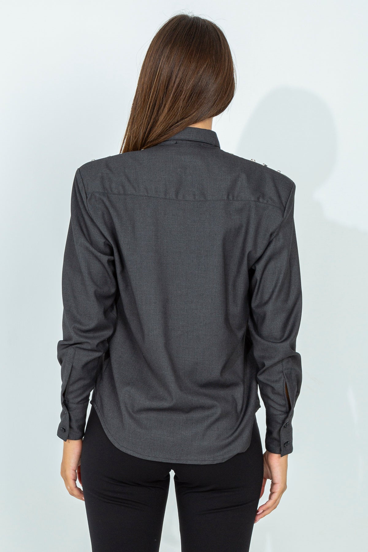 Shirt with applications on yoke