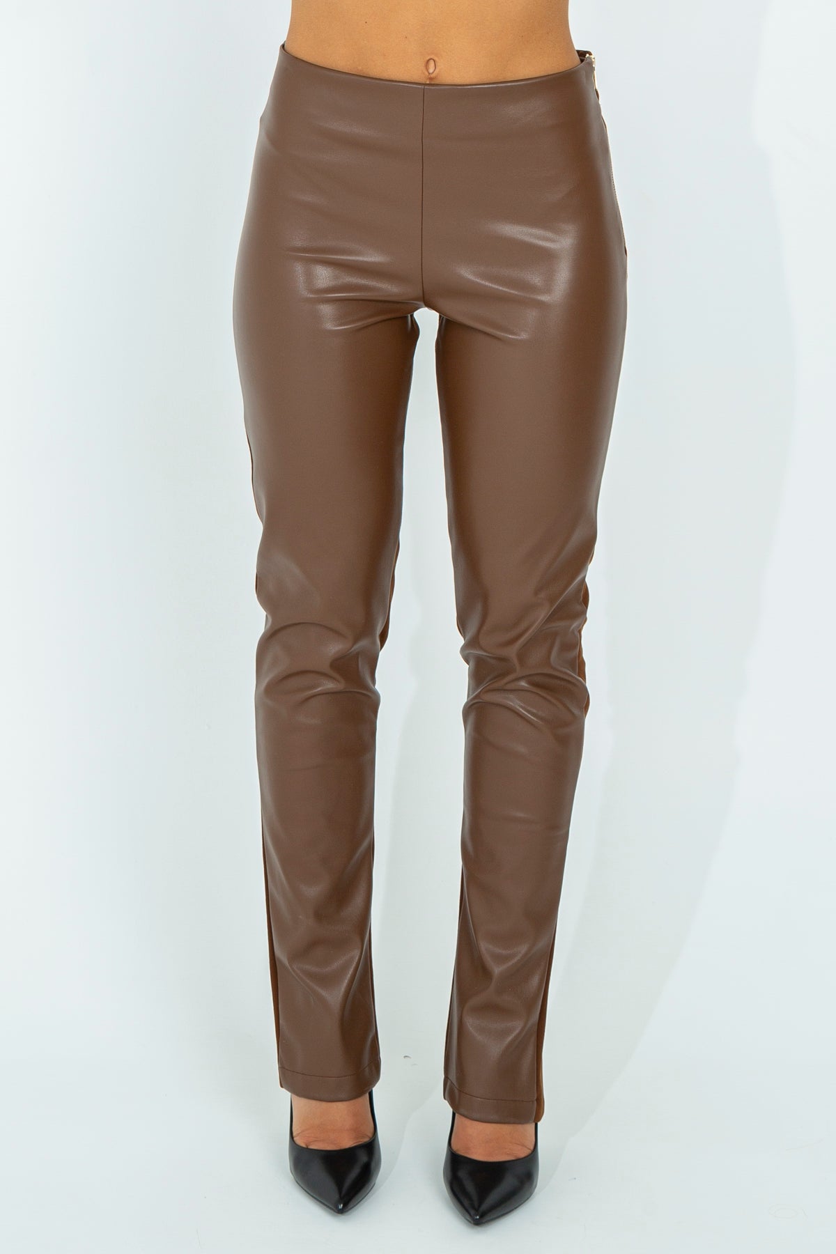 Bi-fabric eco-leather leggings