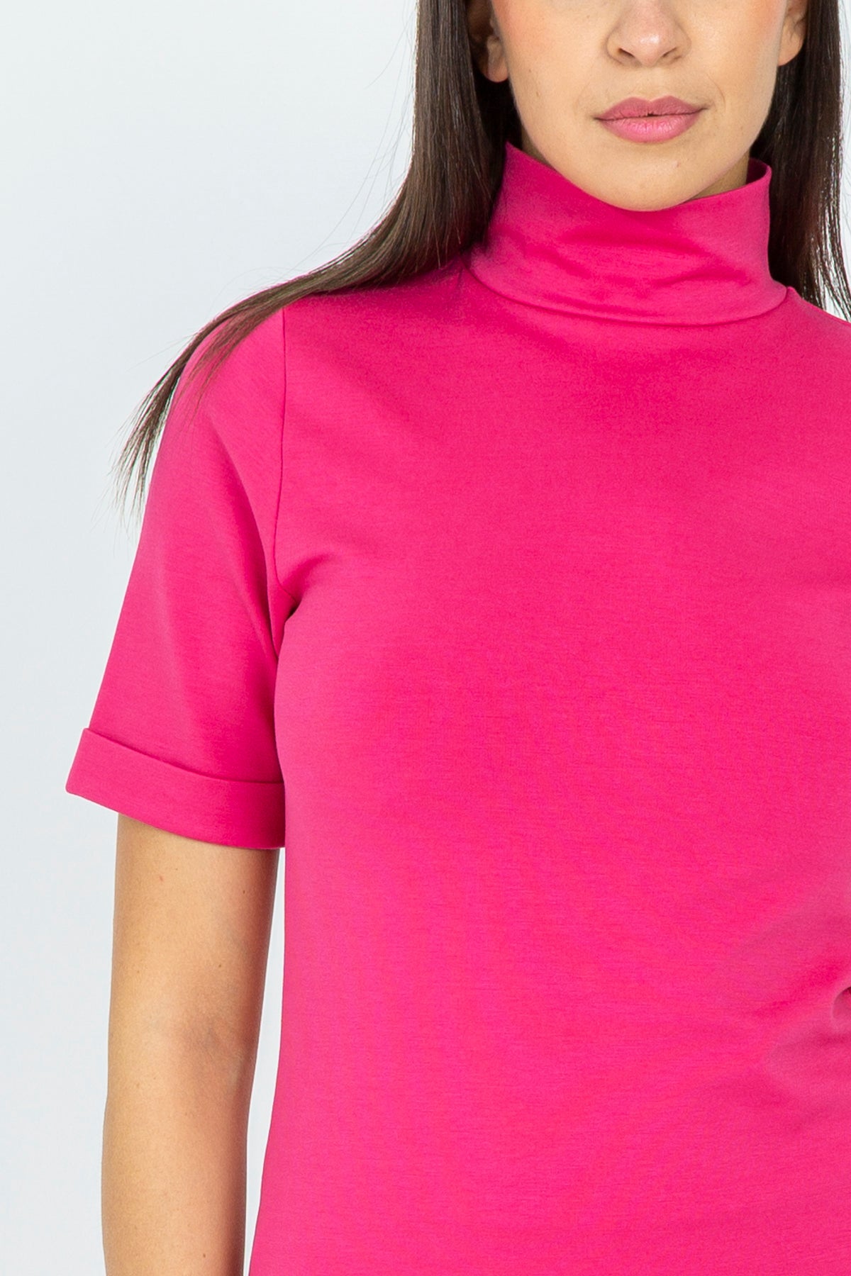 High neck T-shirt in Milan stitch