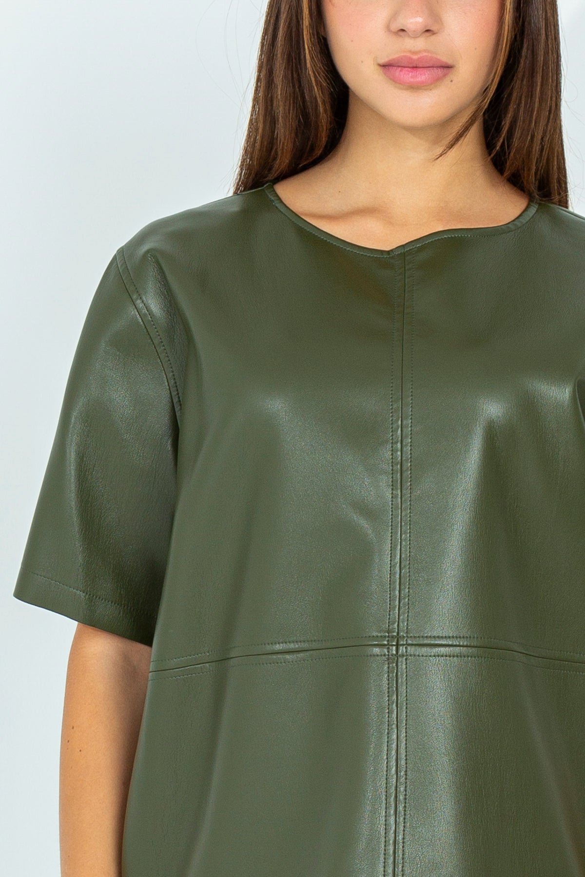 Oversized eco-leather T-shirt