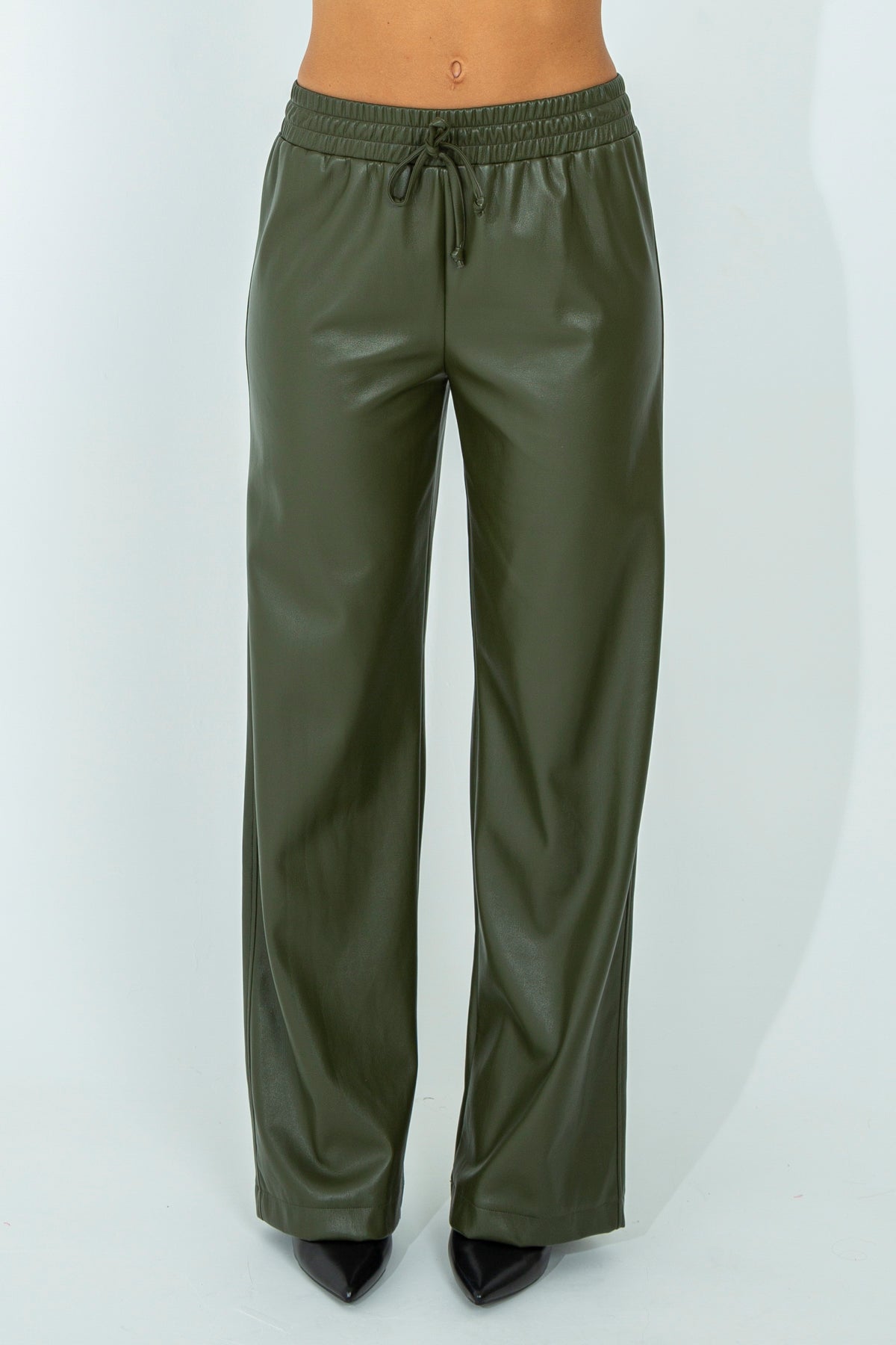 Palazzo trousers in eco leather