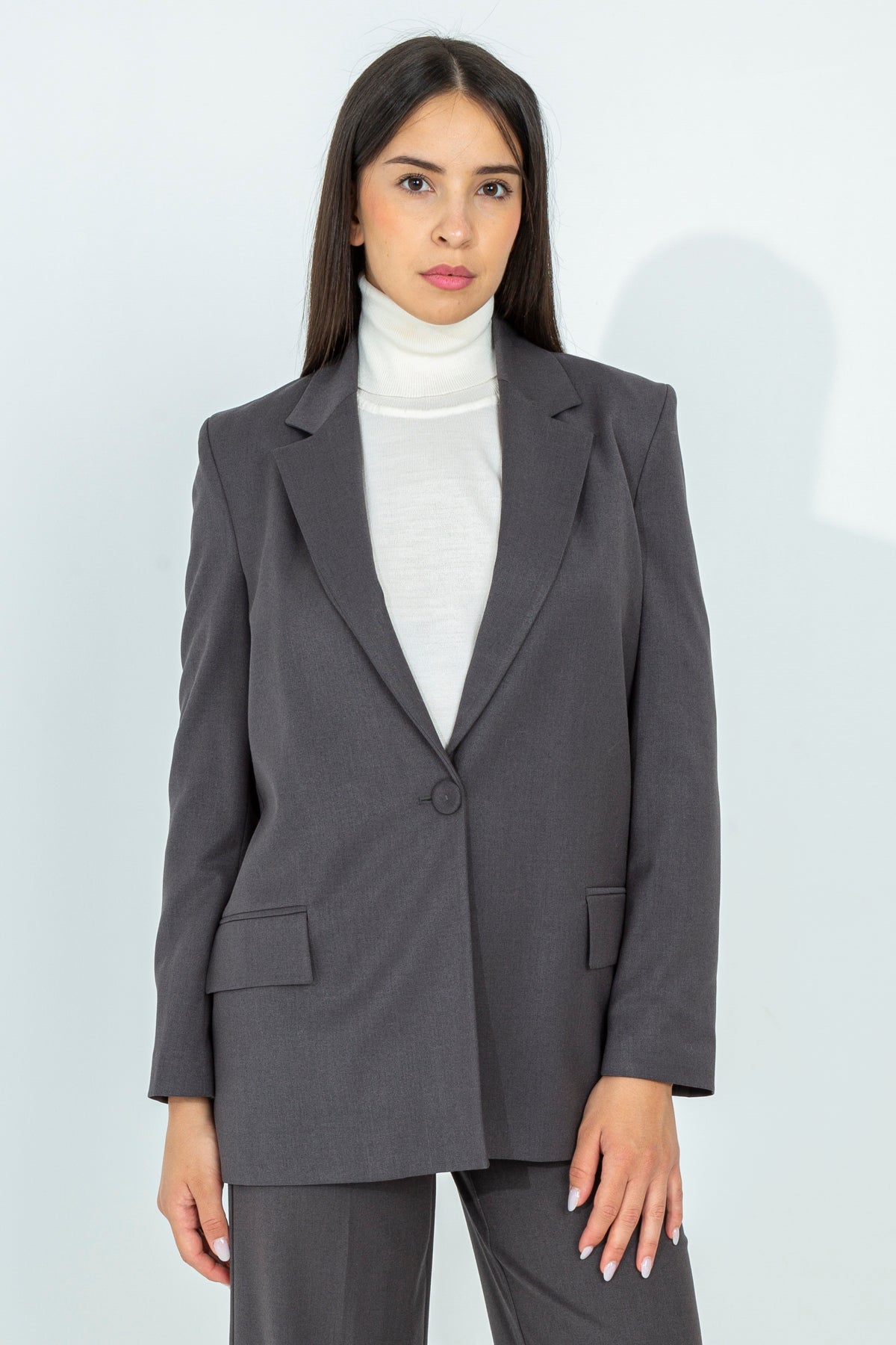 One-shoulder jacket in firm fabric