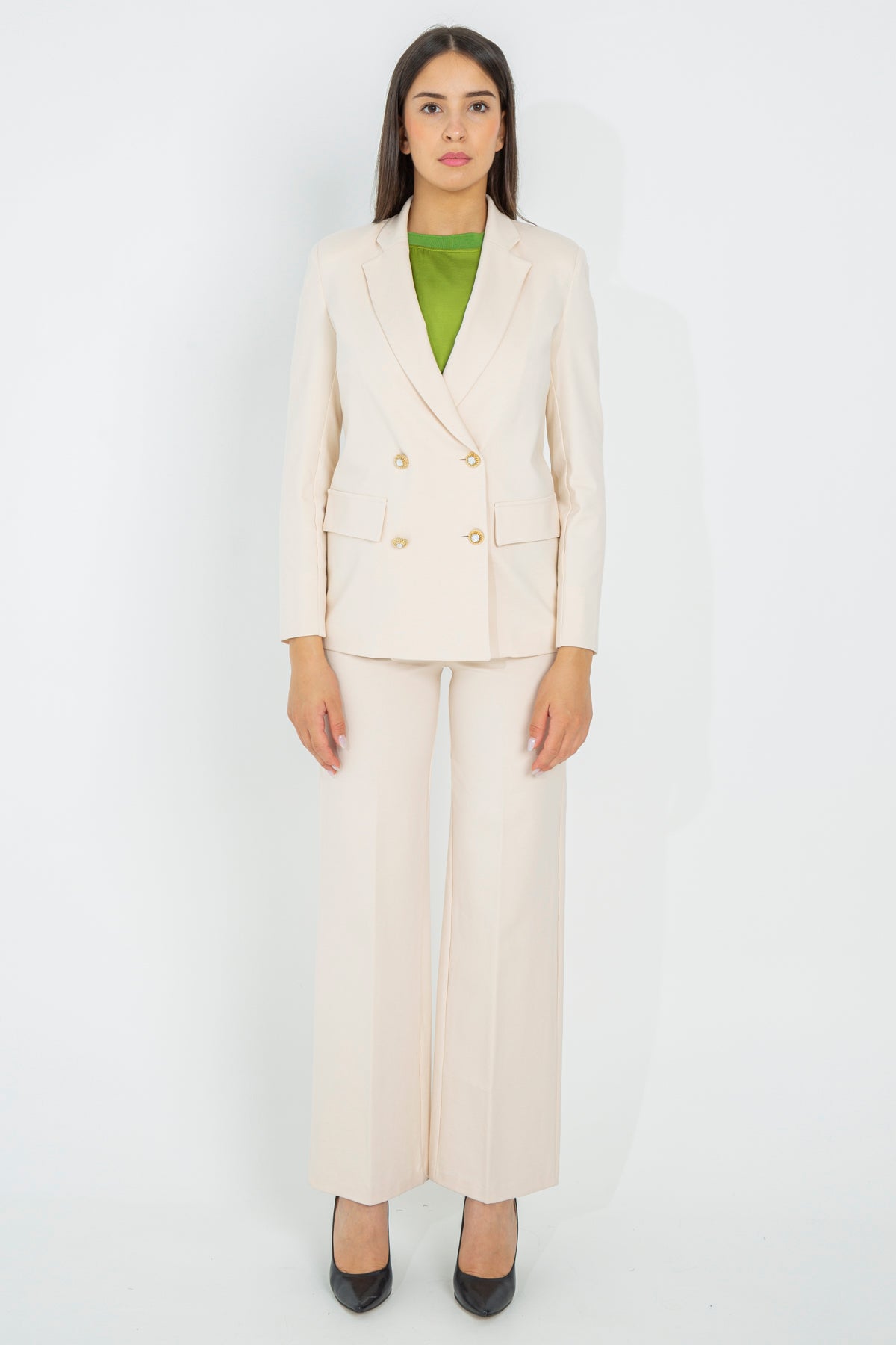 Palazzo trousers in Milanese stitch