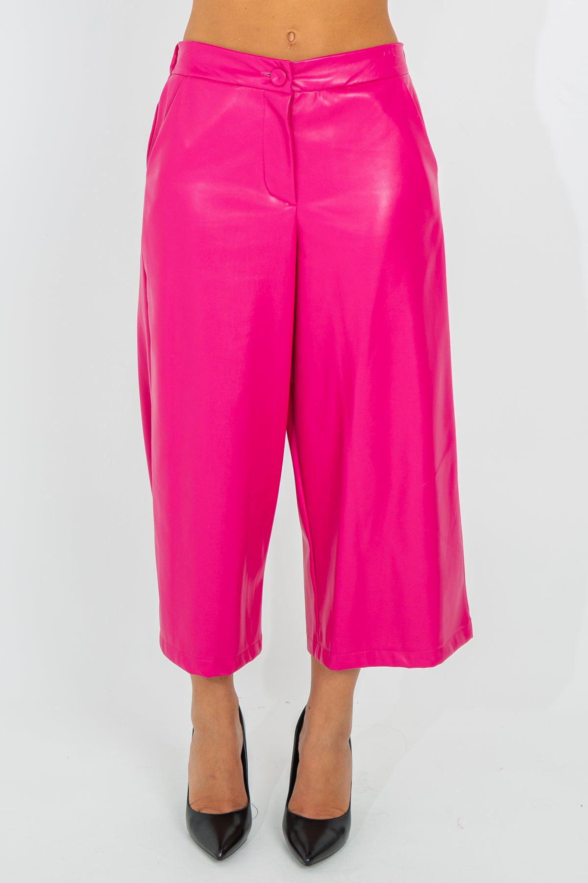 Faux leather gaucho trousers