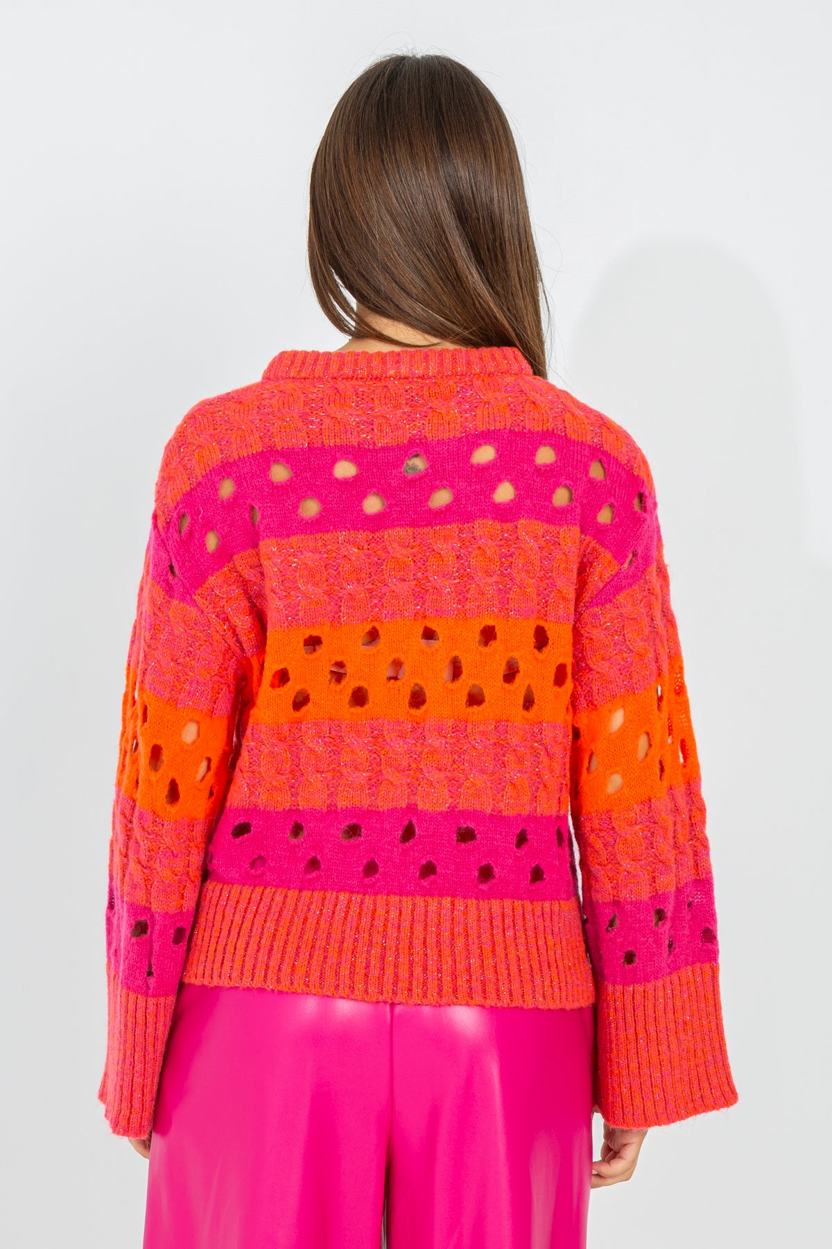 Multicolored sweater with lurex thread