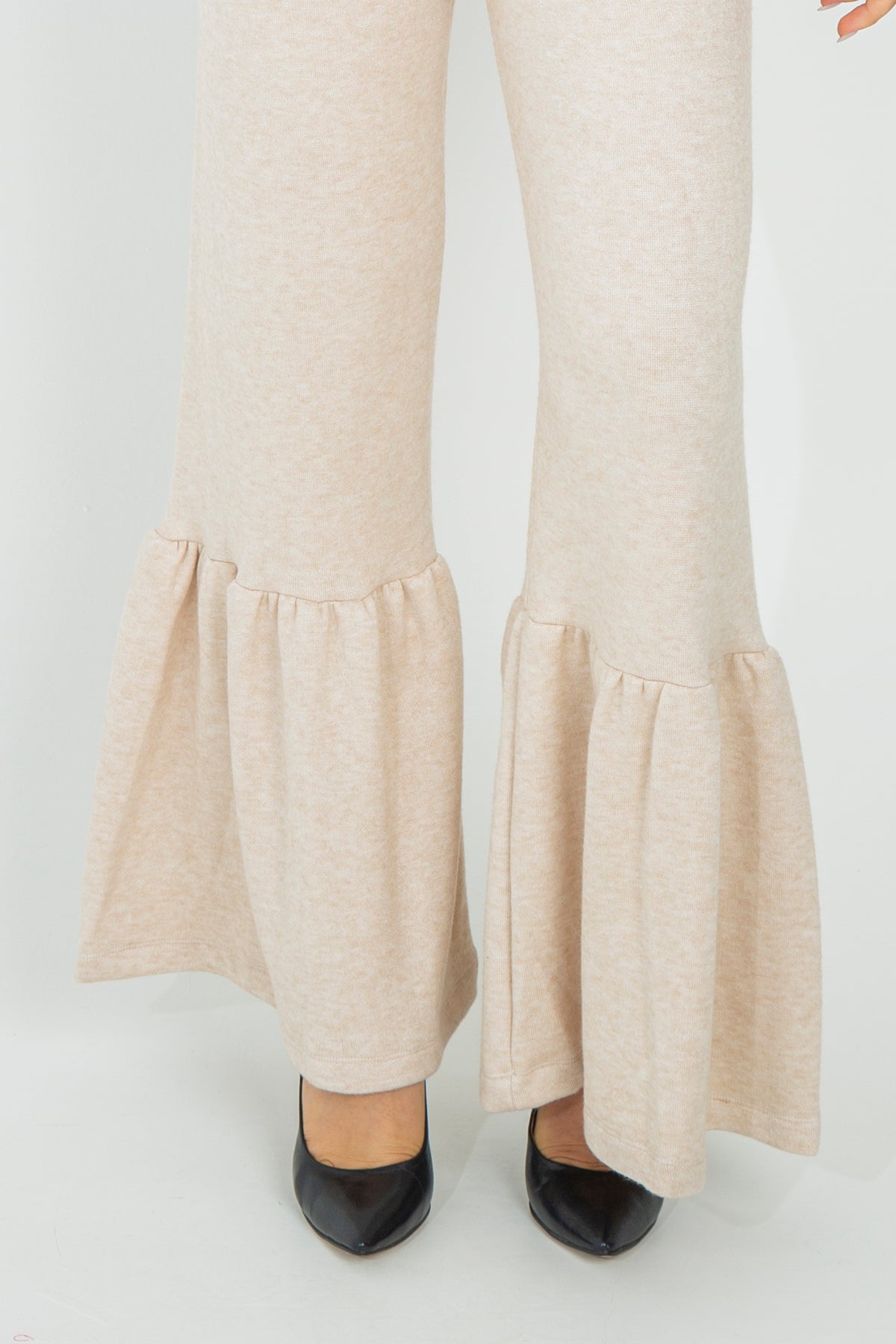 Wool jersey palazzo trousers