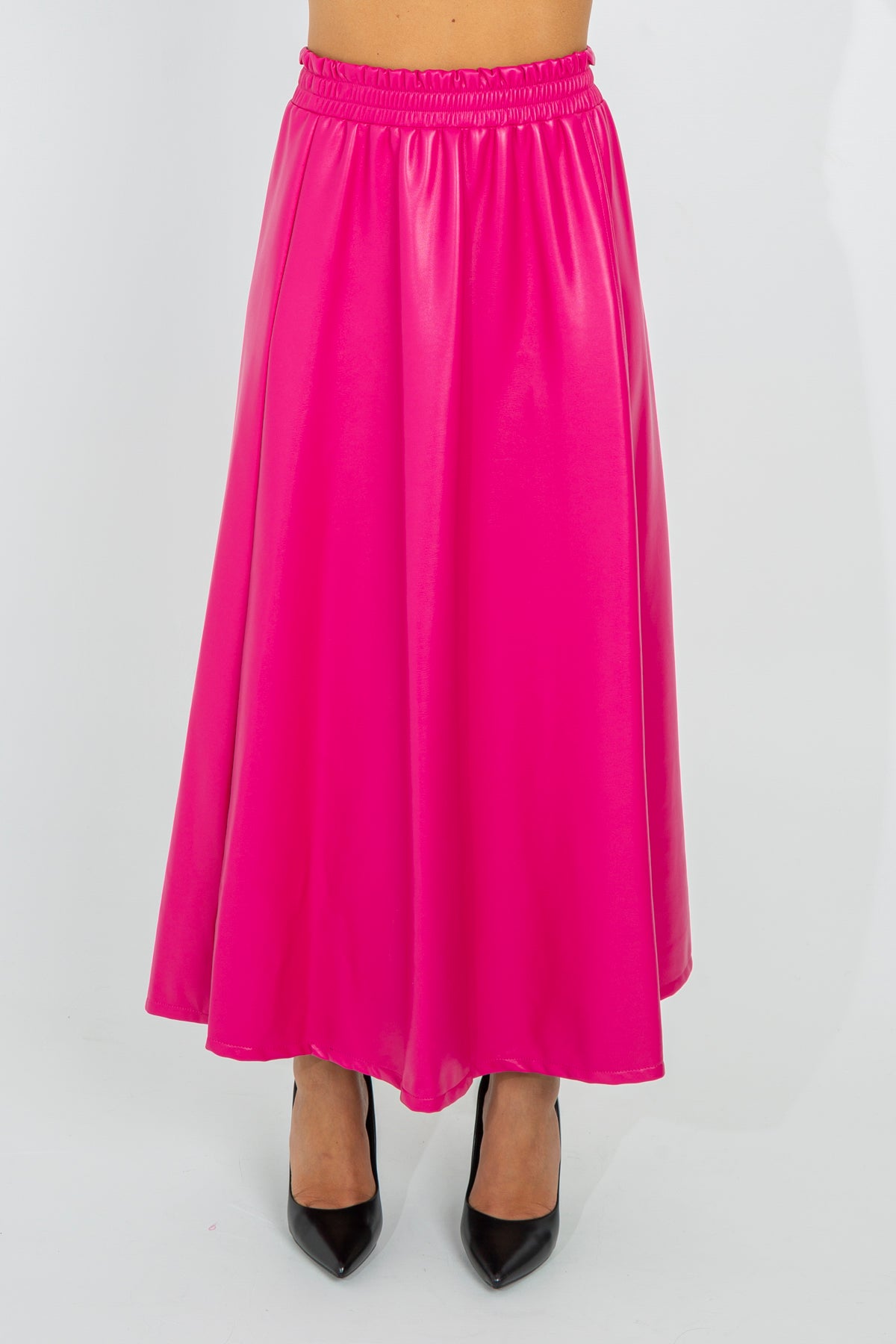 Maxi circle skirt in eco leather