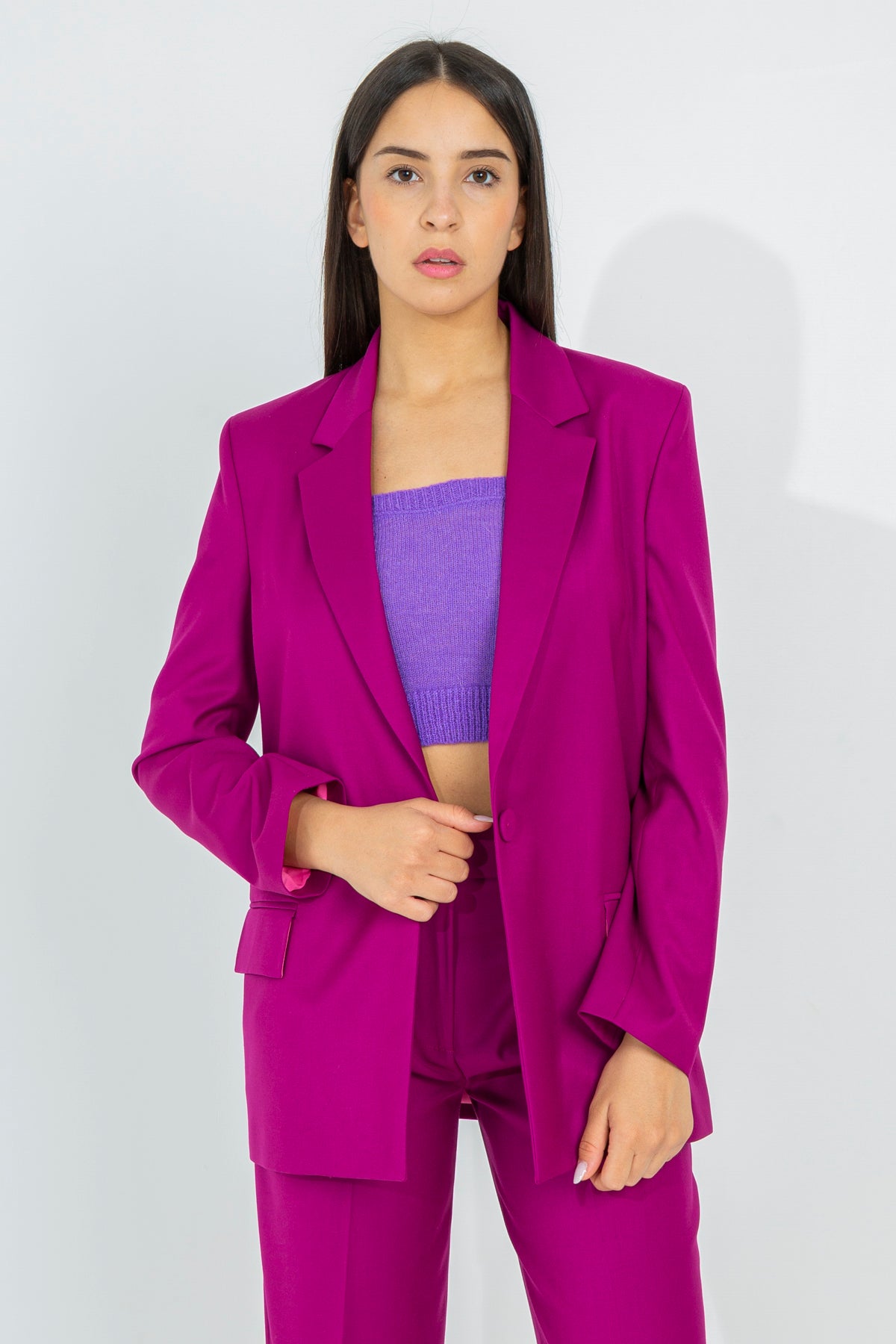 One-shoulder jacket in firm fabric