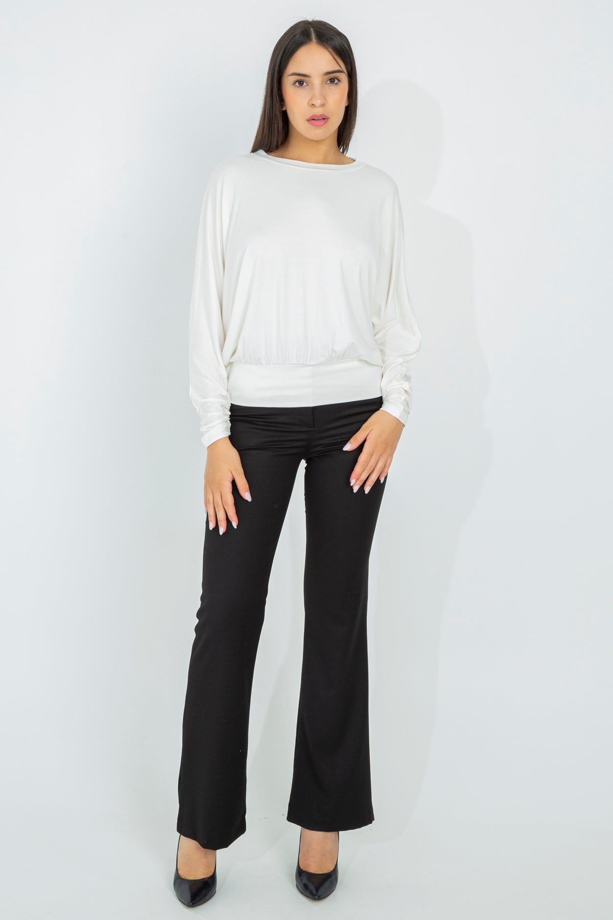 Sweater with deep neckline