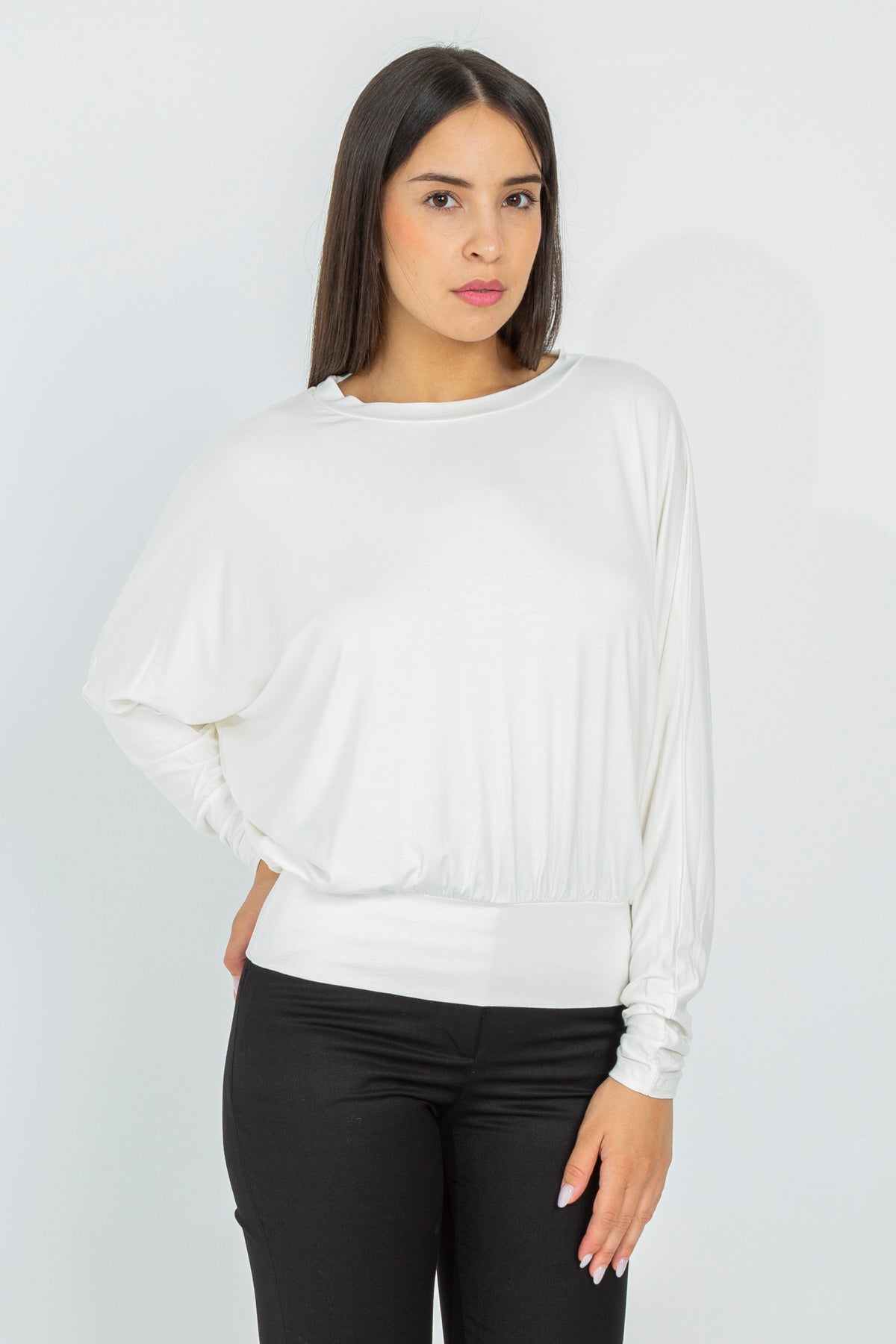 Sweater with deep neckline