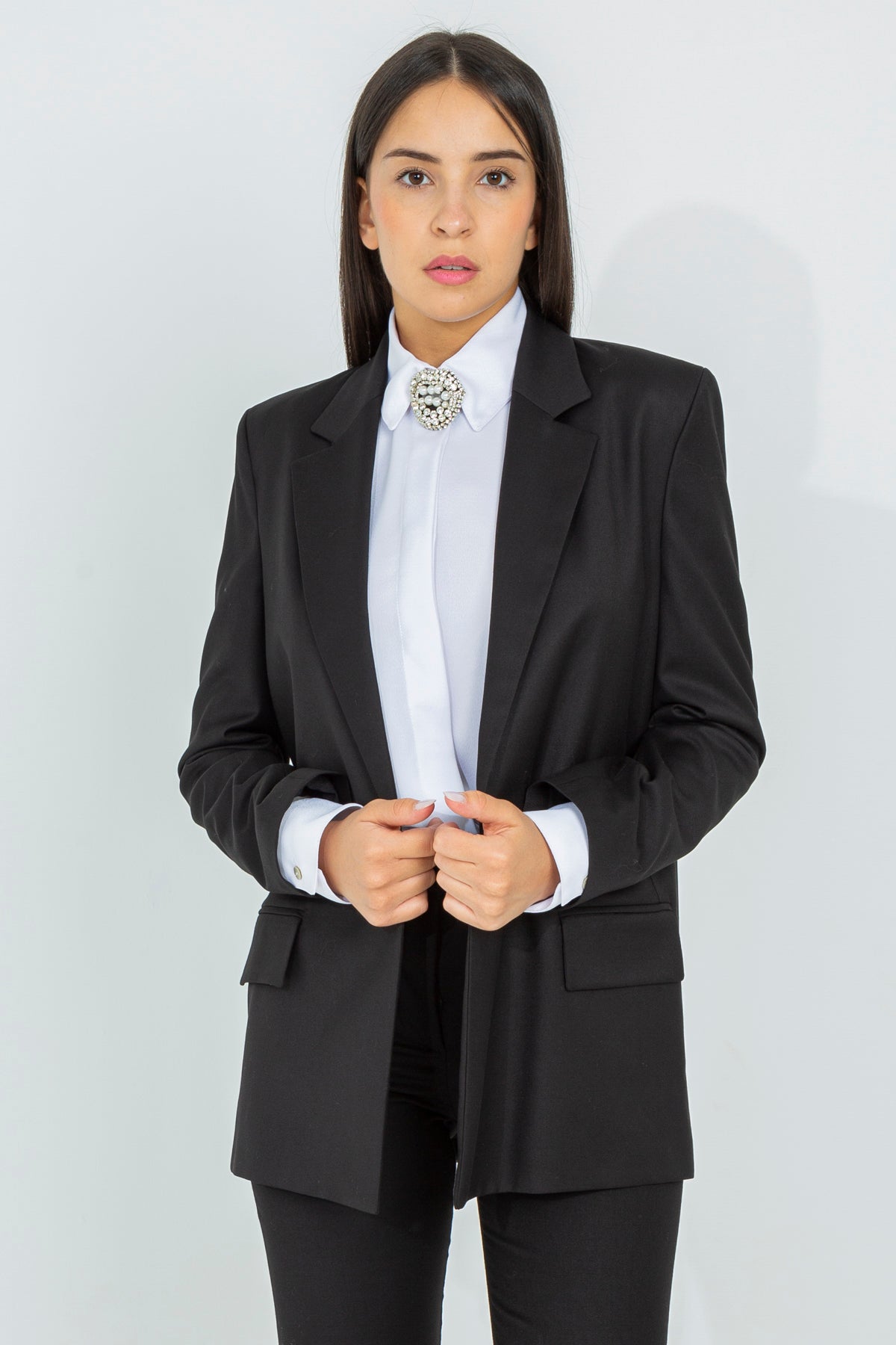 One-shoulder jacket in firm fabric