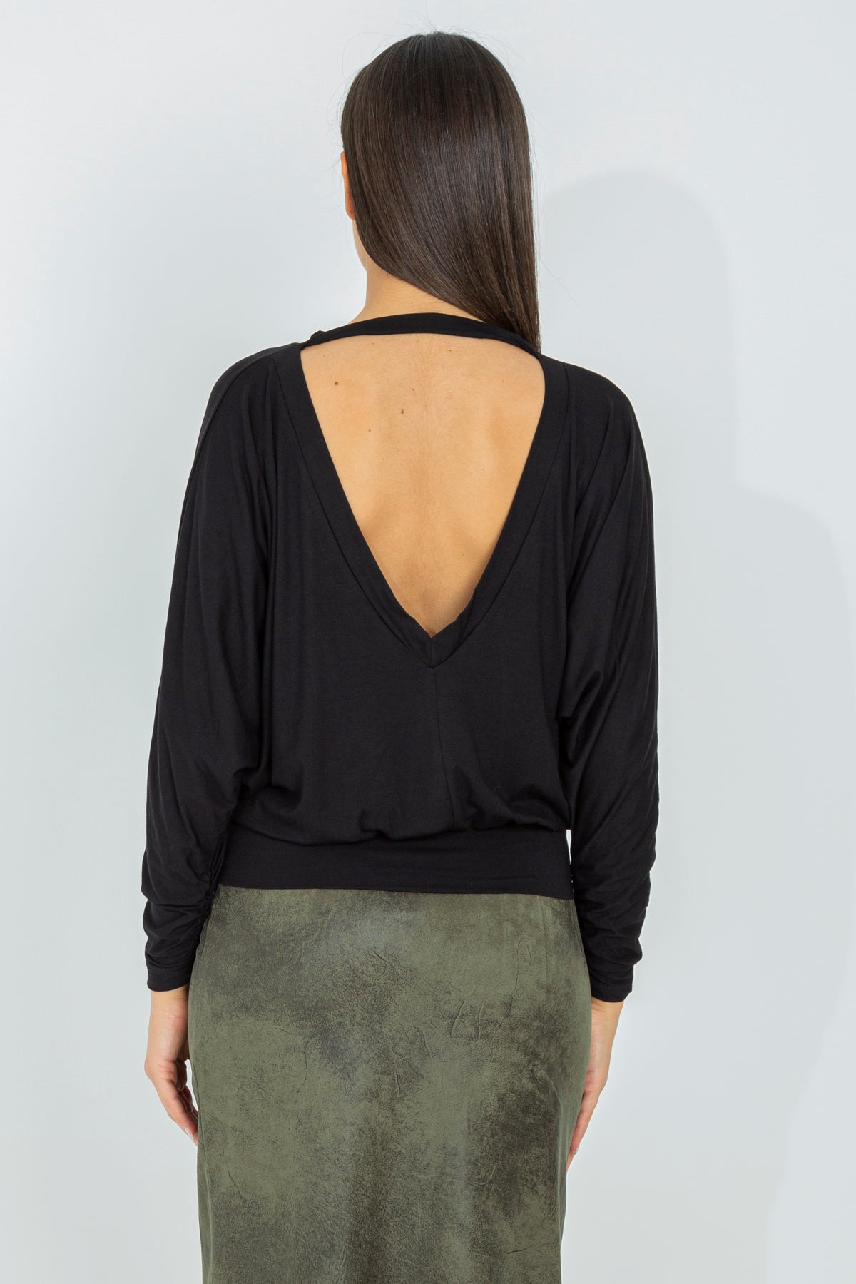 Sweater with deep neckline