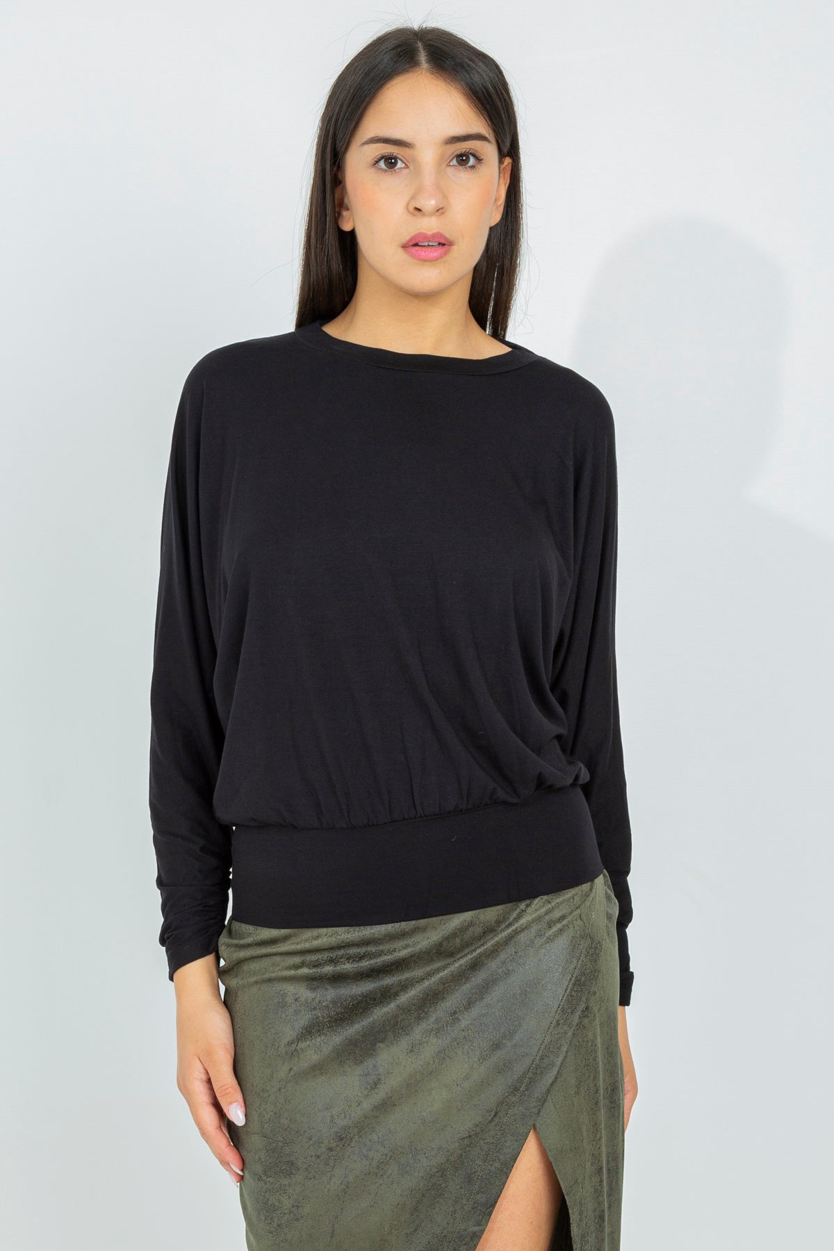 Sweater with deep neckline