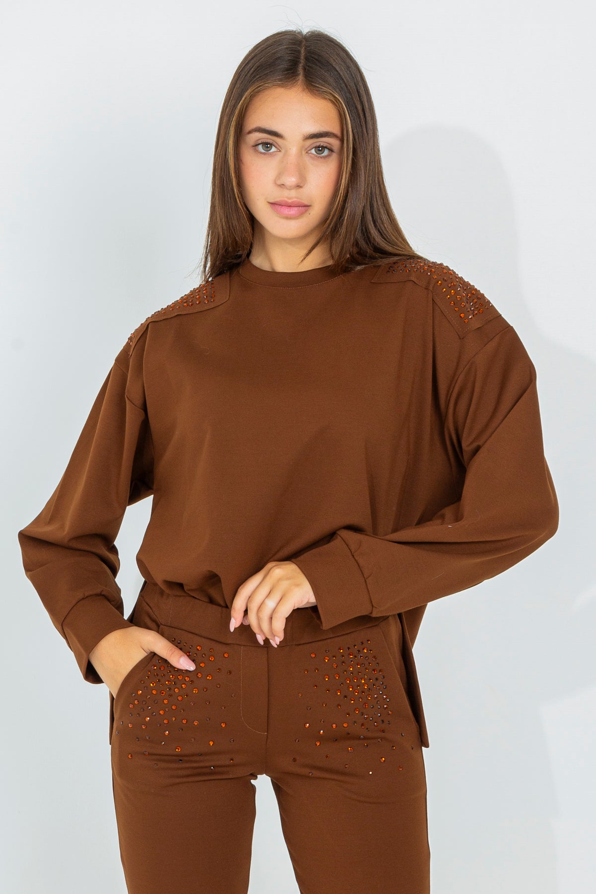 Milanese stitch sweatshirt with applications