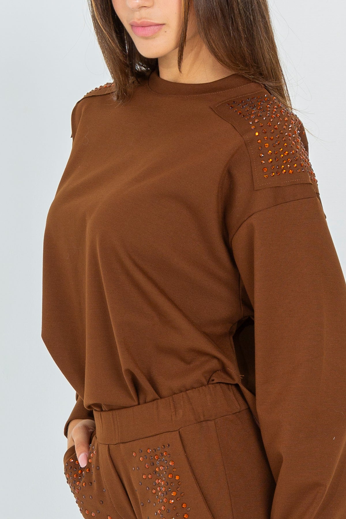 Milanese stitch sweatshirt with applications