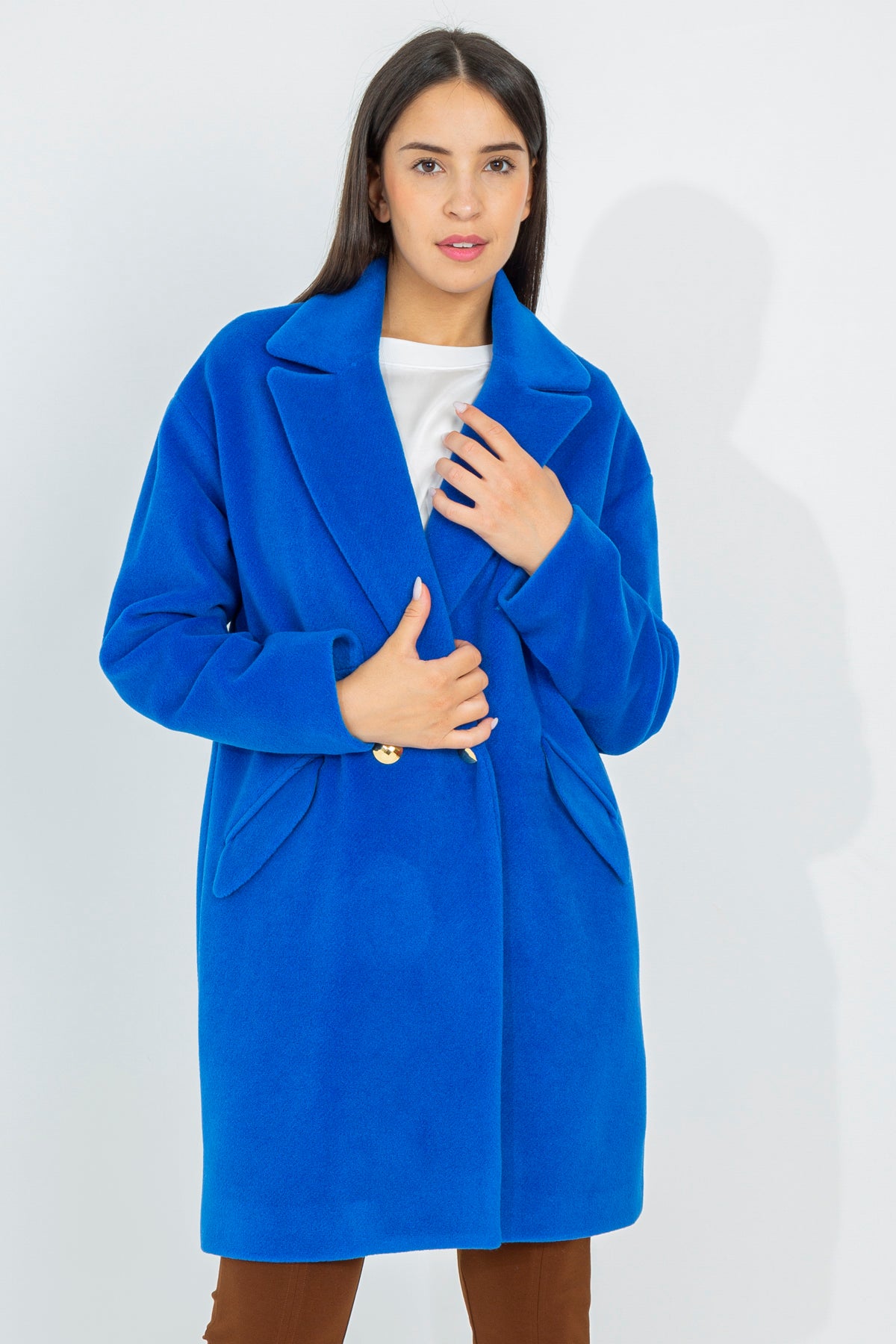 Double-breasted midi coat