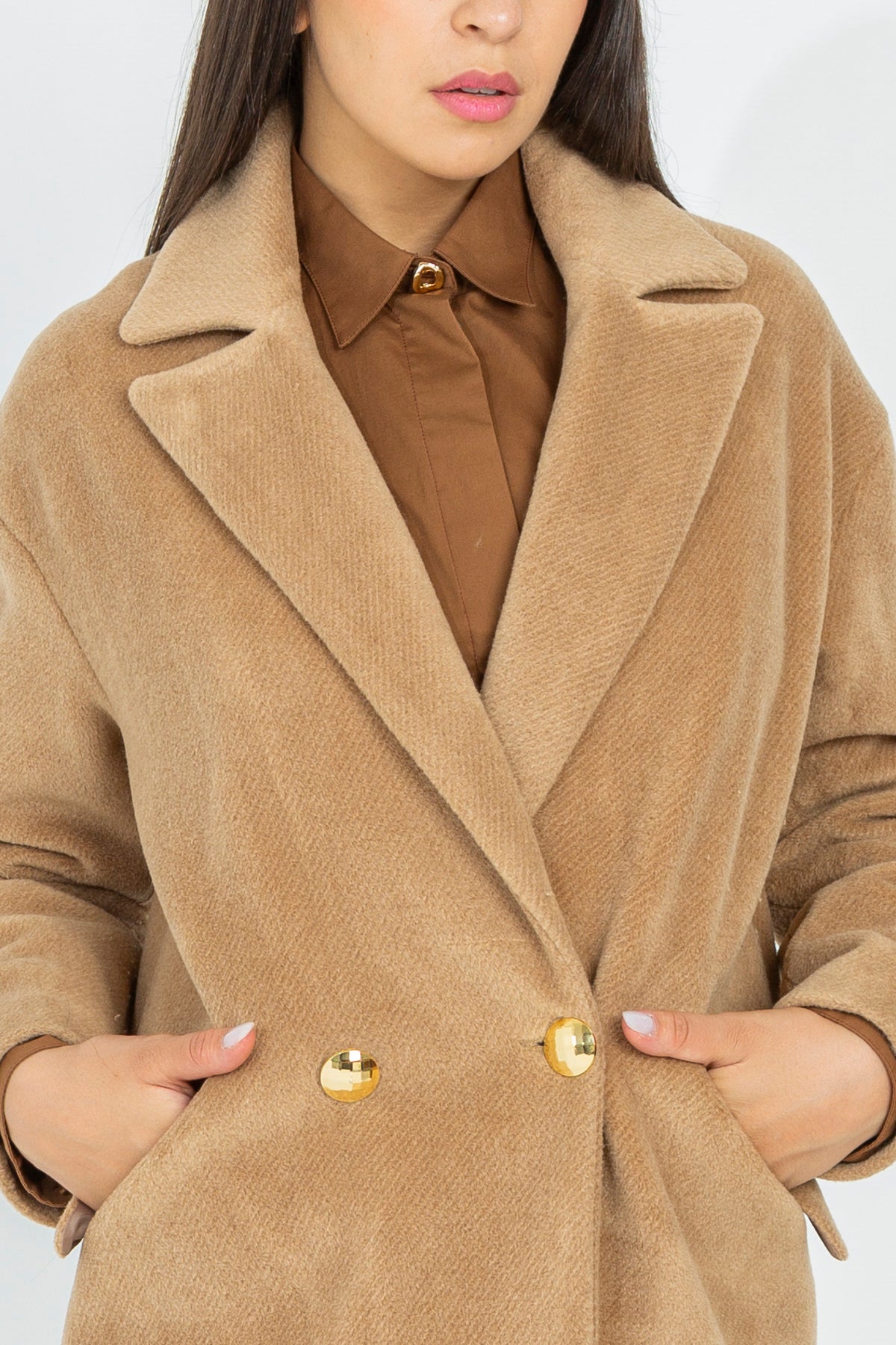 Double-breasted midi coat