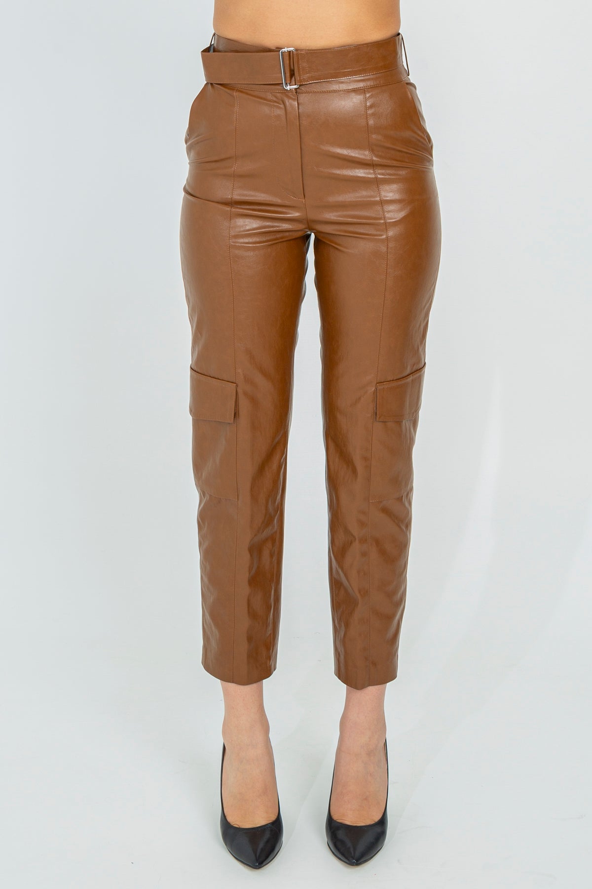 Faux Leather Cargo Pants