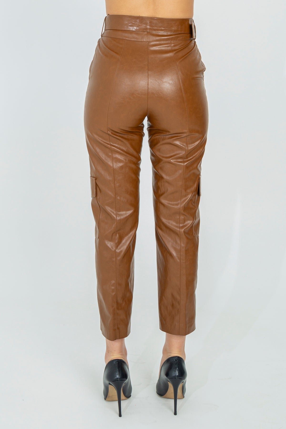 Faux Leather Cargo Pants