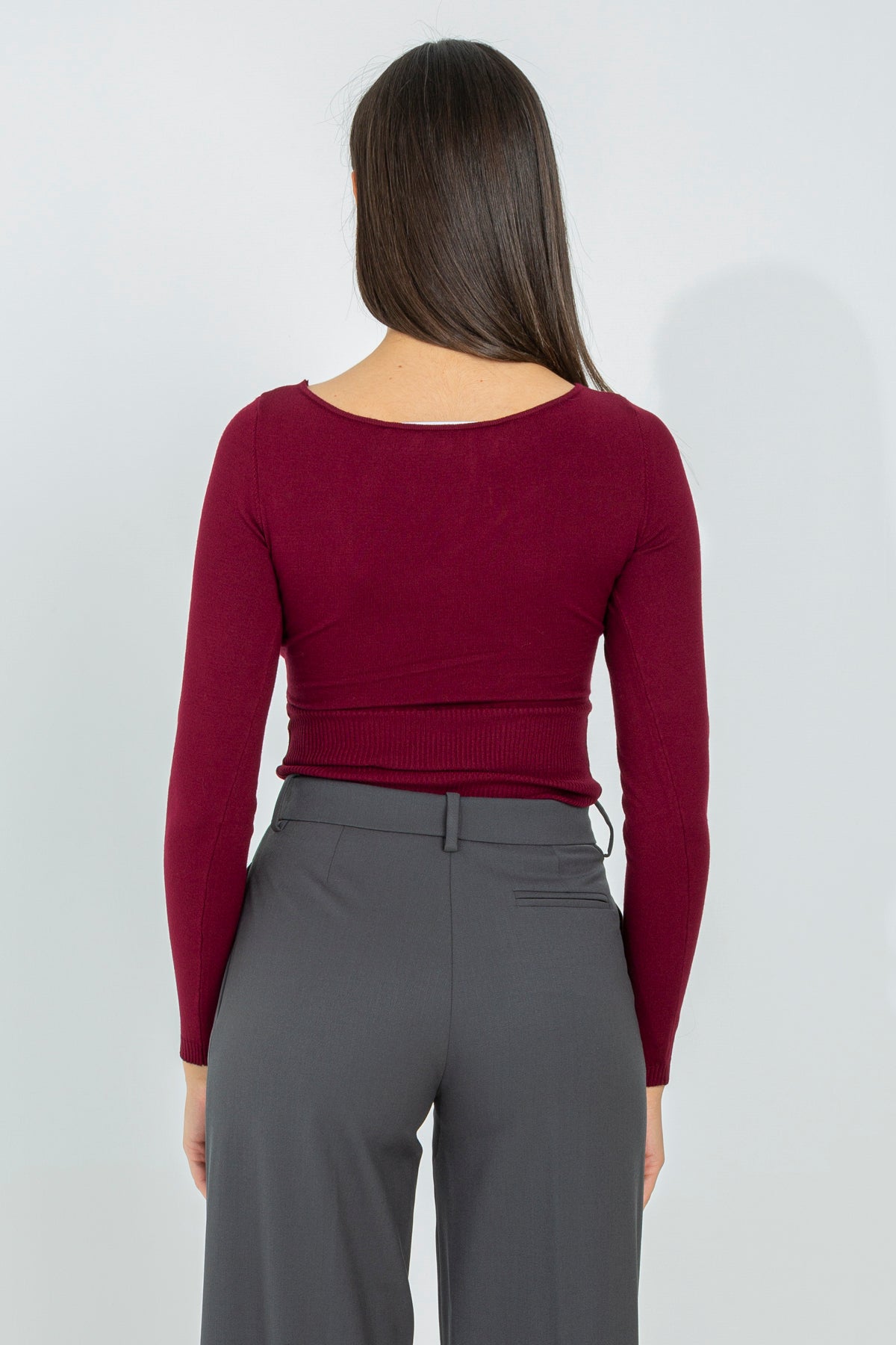 Crossover neckline sweater