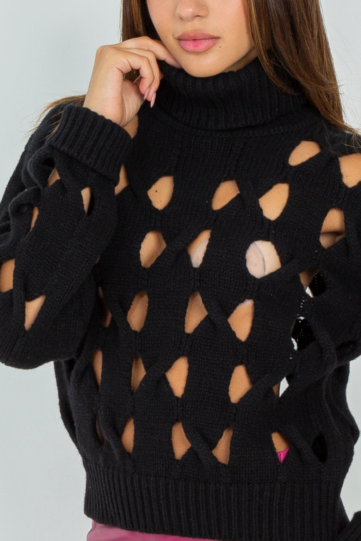 Open-knit wool sweater