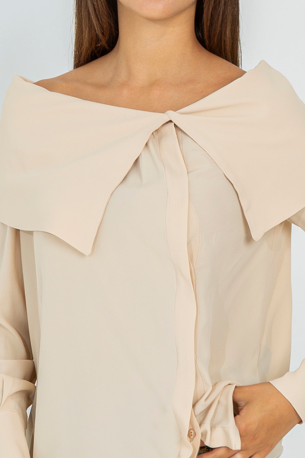 Silk blouse with sailor neckline