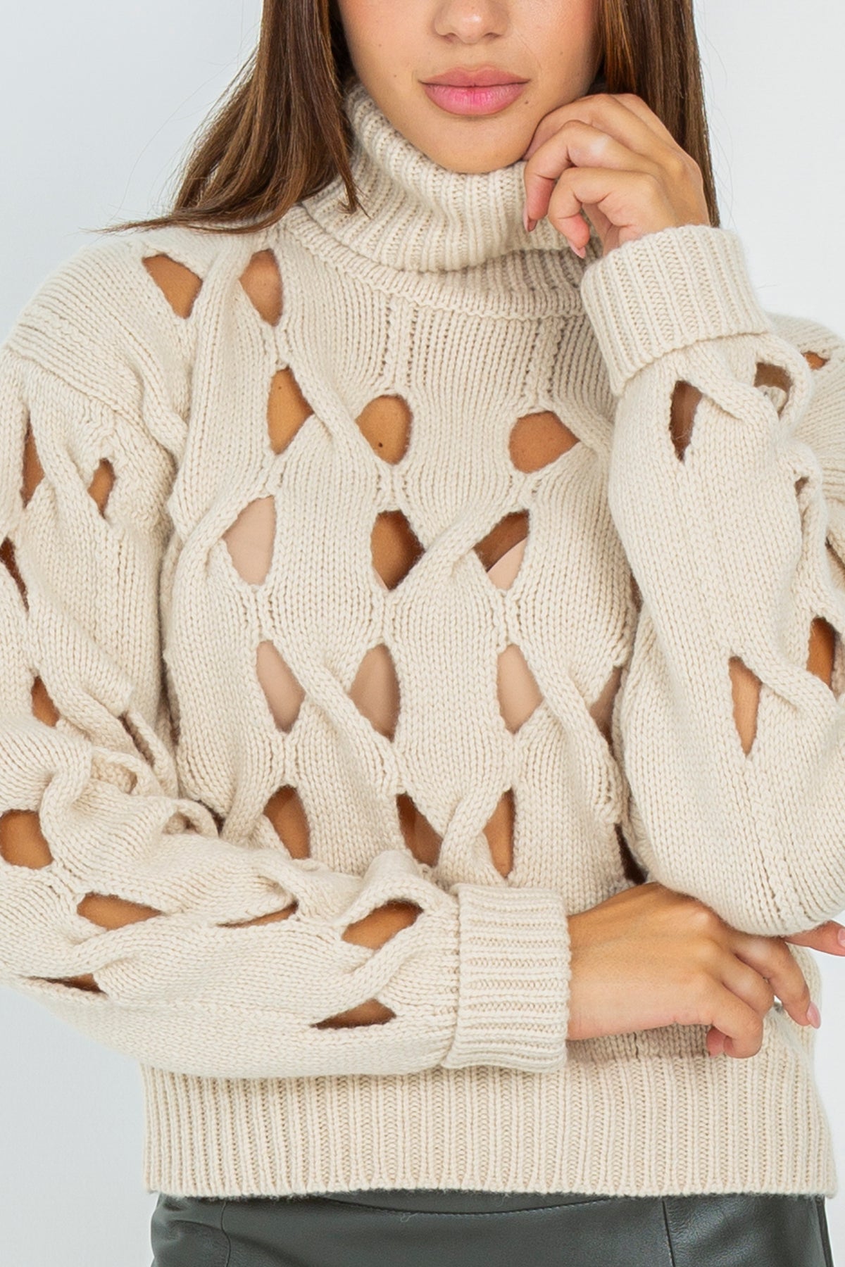 Open-knit wool sweater