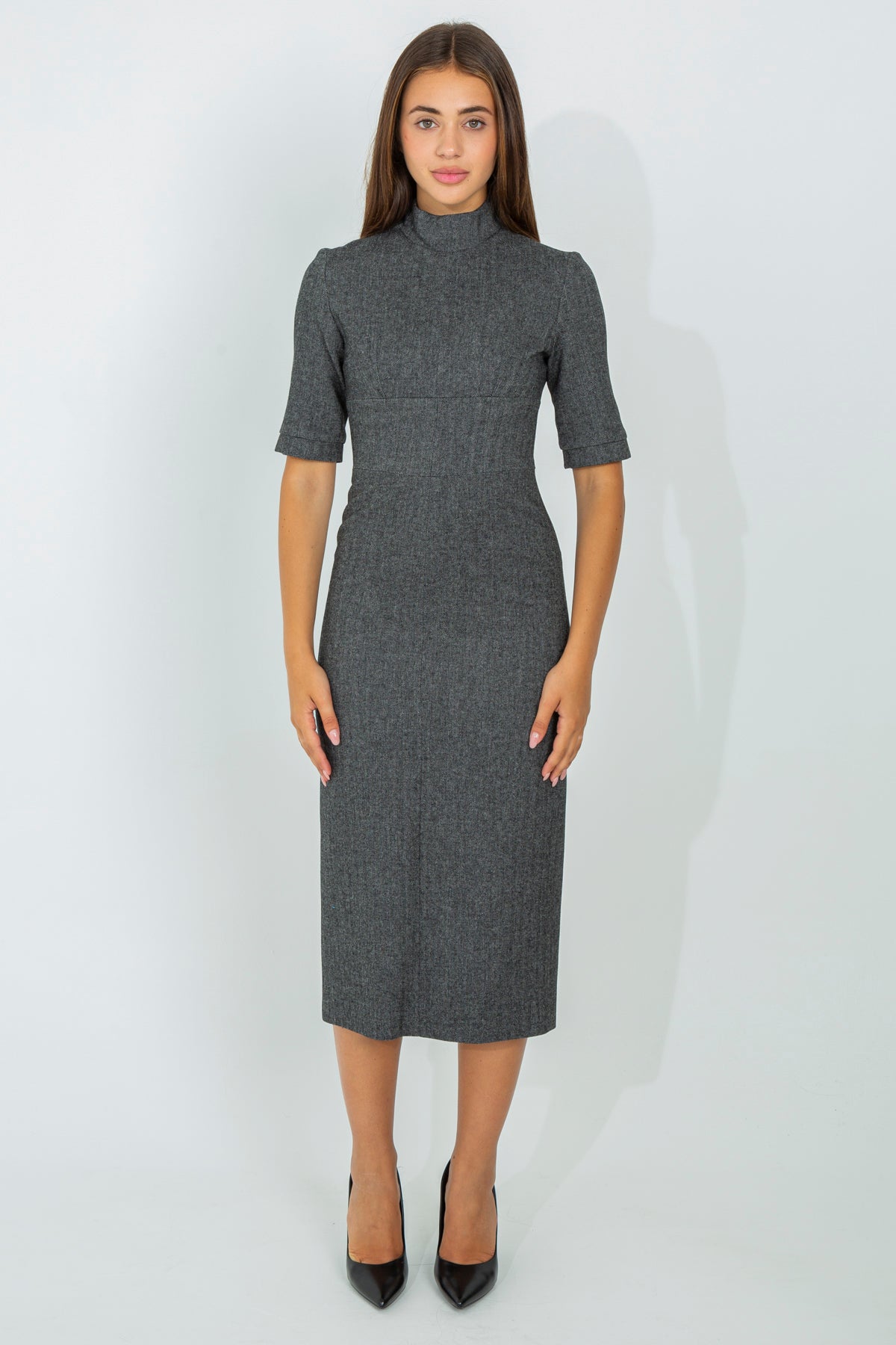 Fishbone Tweed Dress