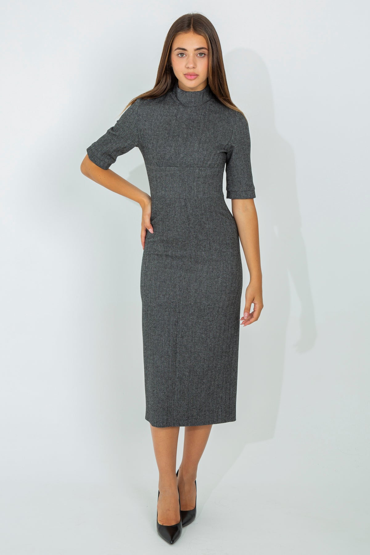 Fishbone Tweed Dress