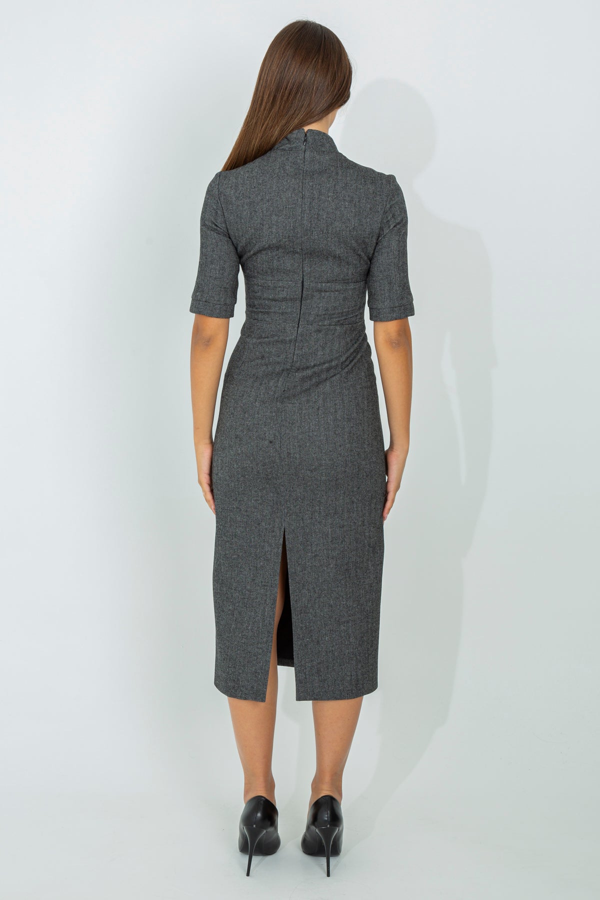 Fishbone Tweed Dress