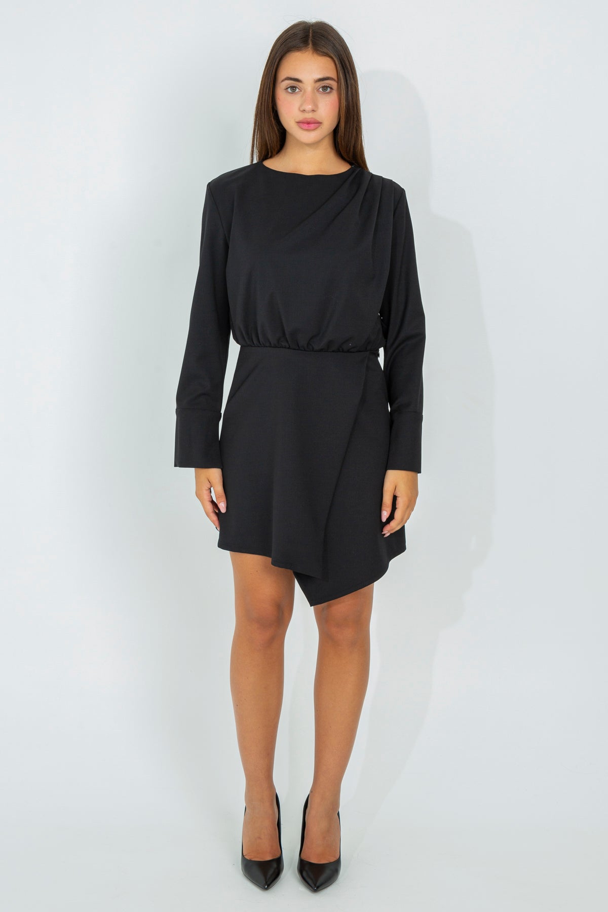 Sheath dress with front ruching