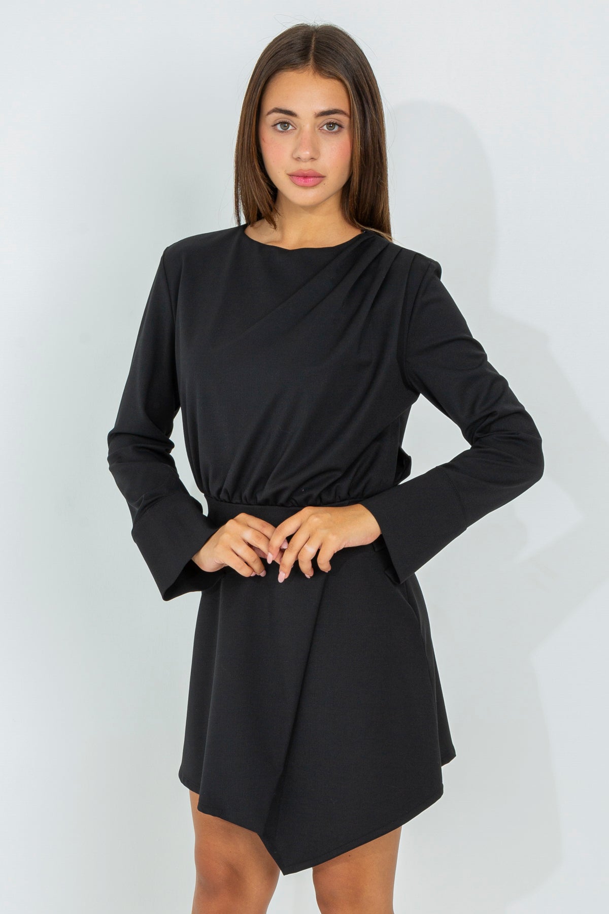 Sheath dress with front ruching