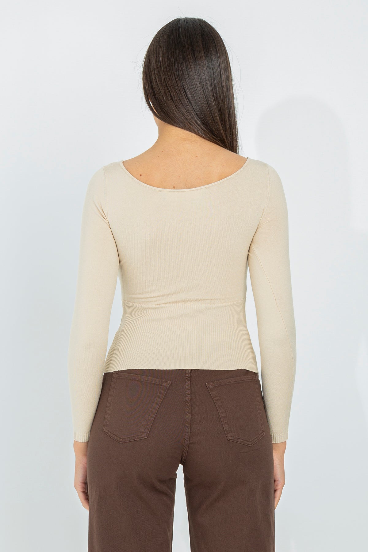 Crossover neckline sweater