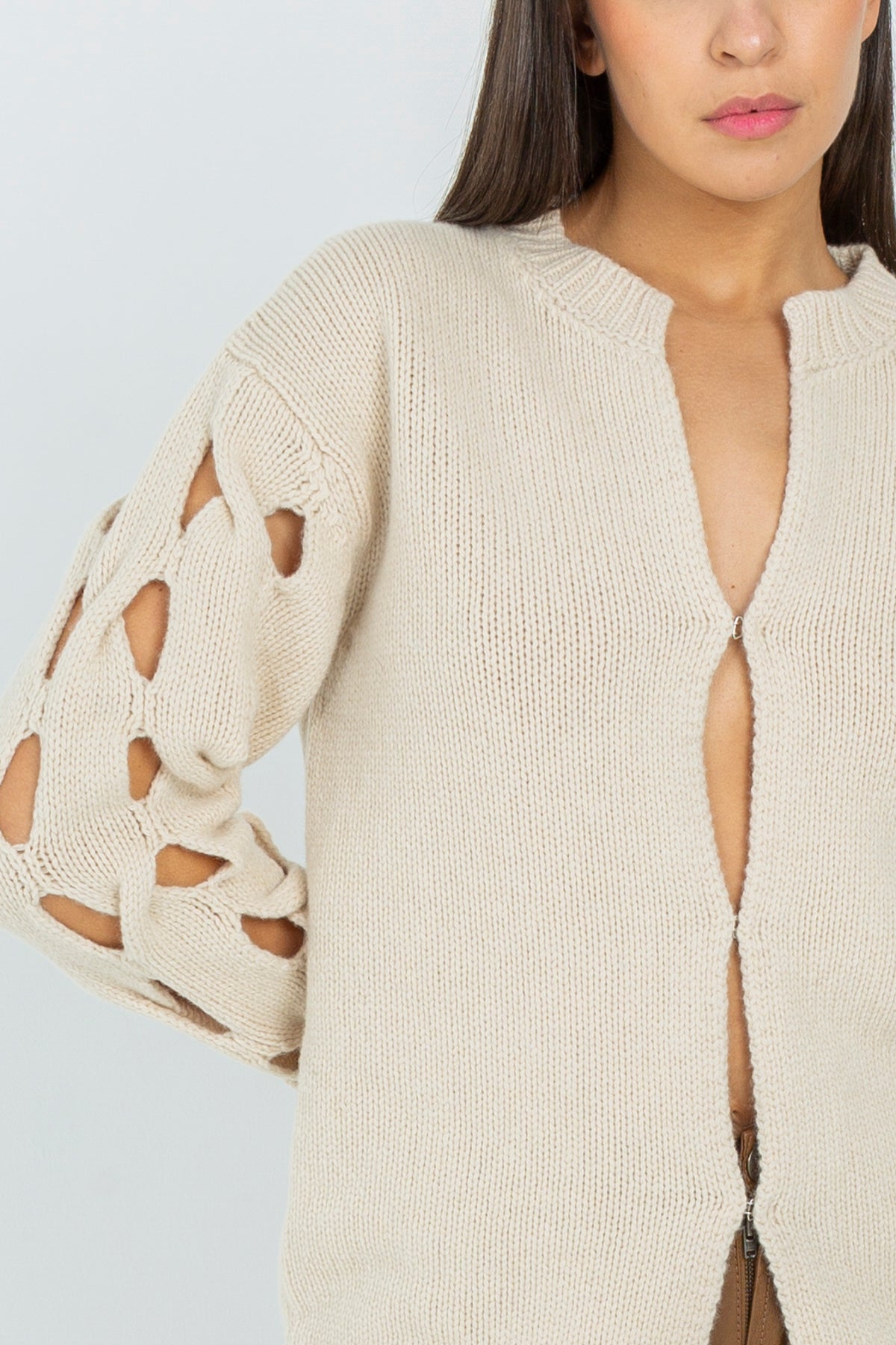 Open-knit wool cardigan