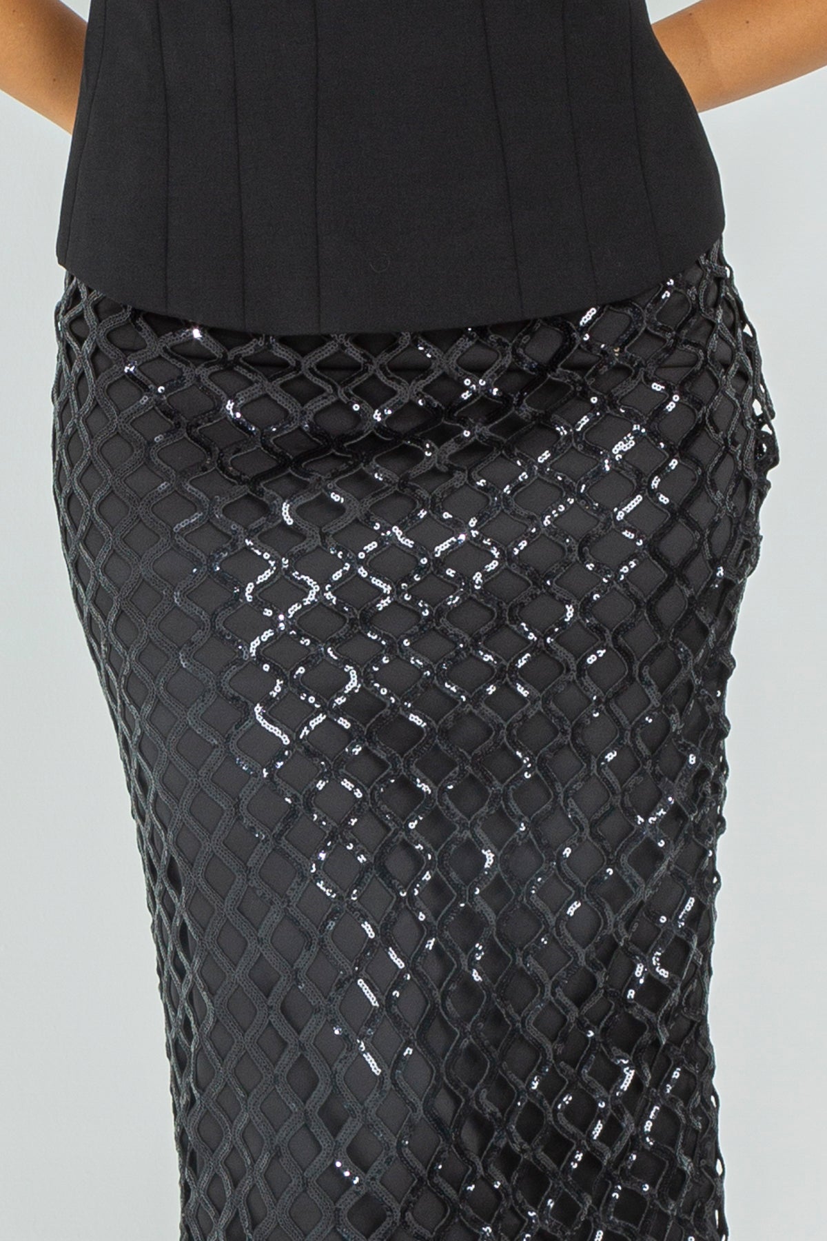 Midi skirt with wide sequin mesh