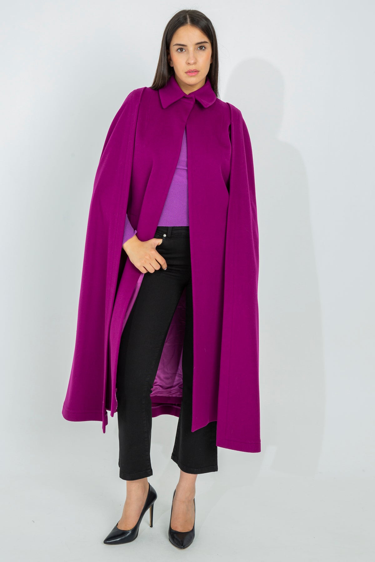 Long cape coat