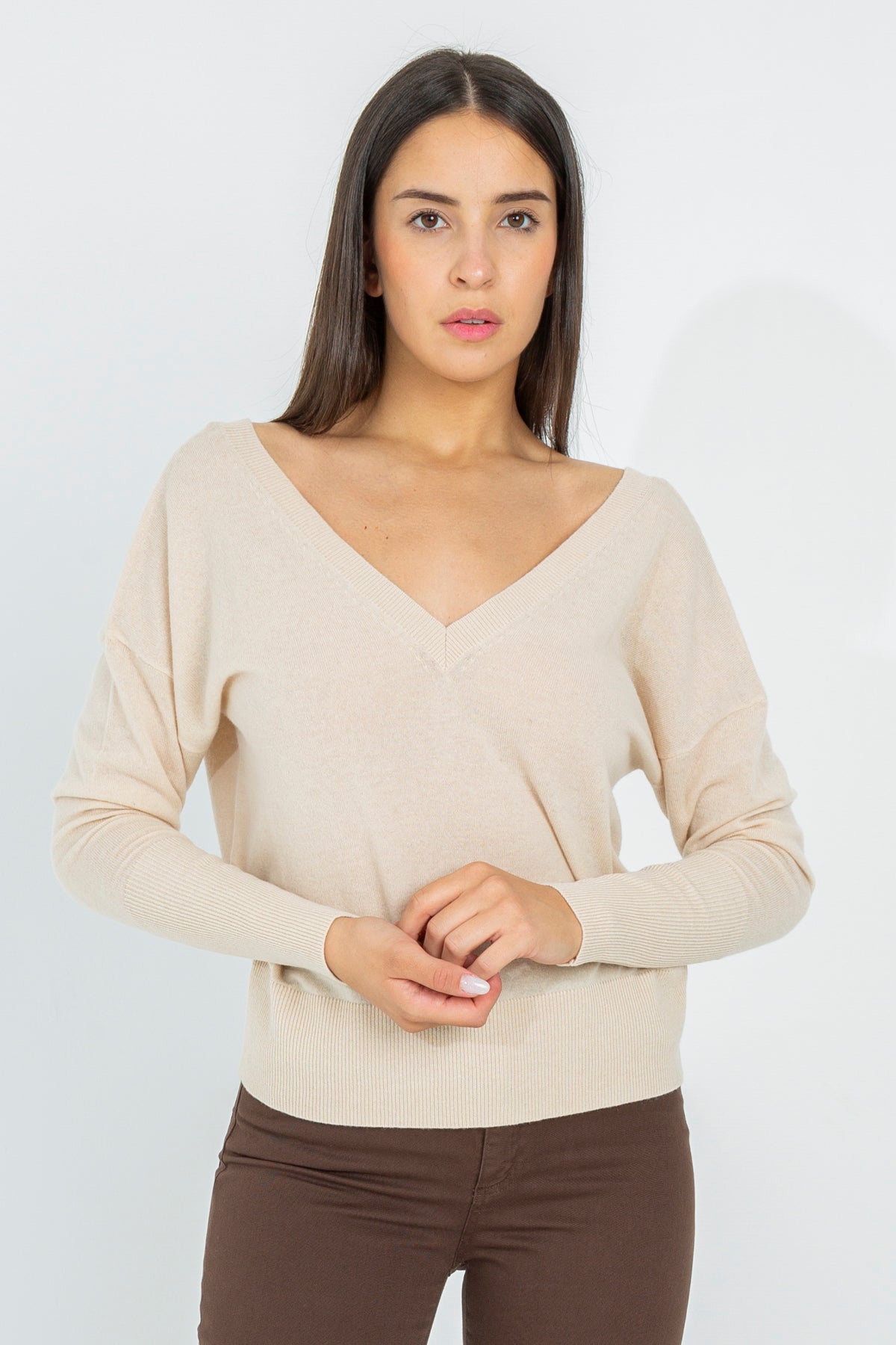 V-neck wool sweater