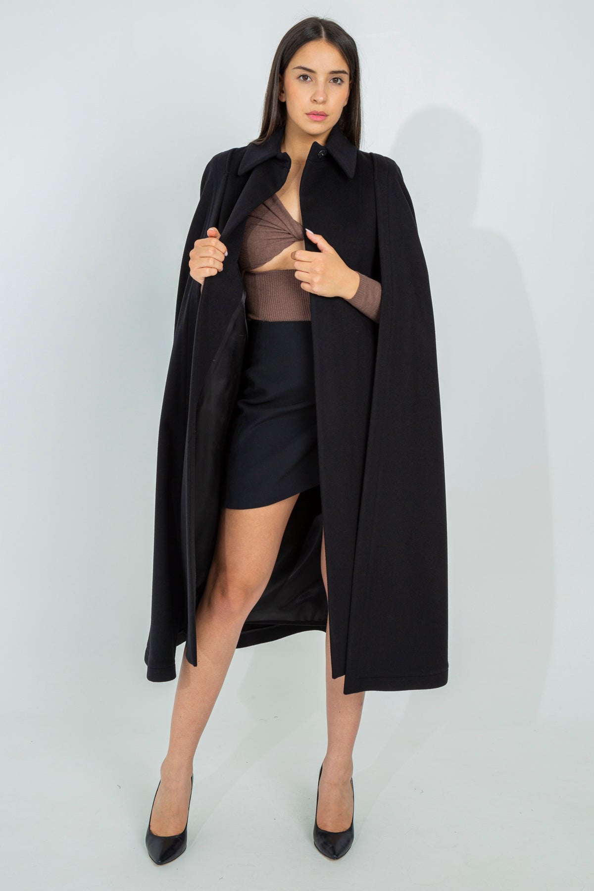 Long cape coat