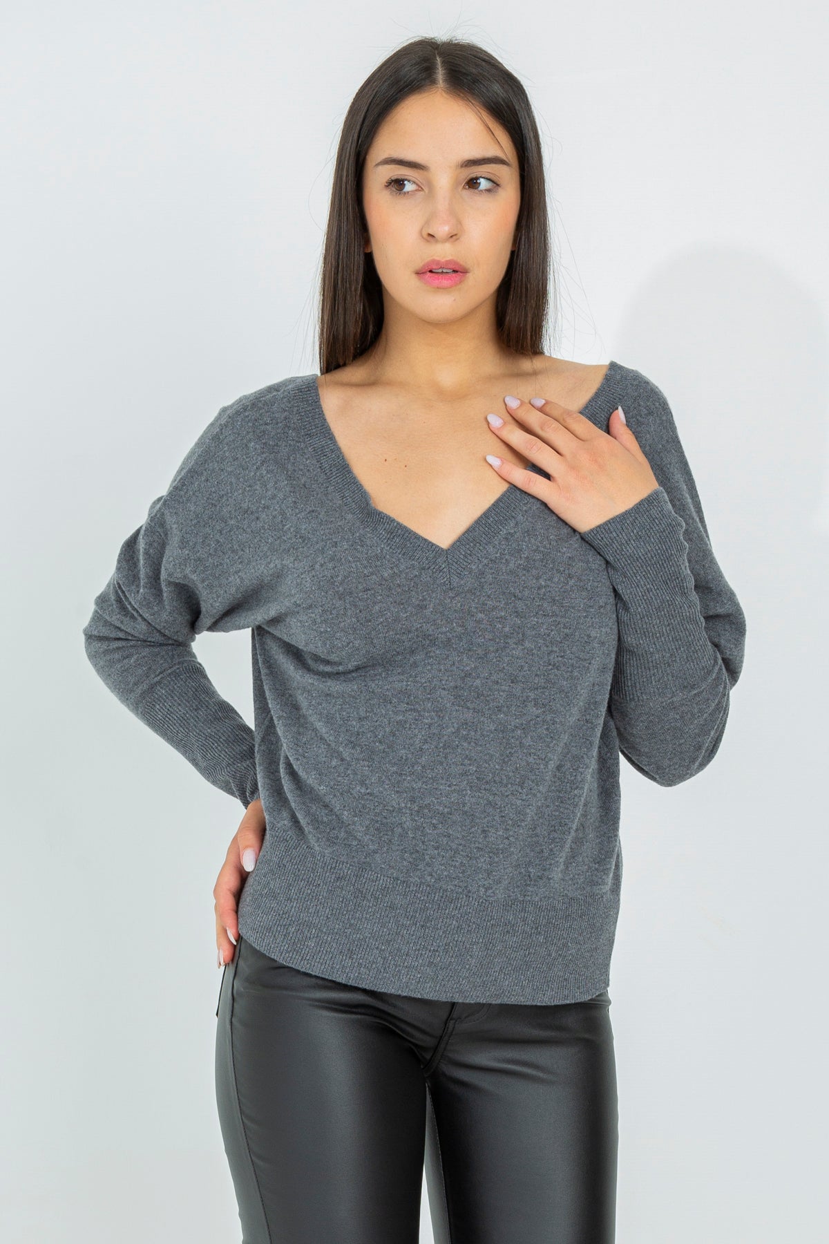 V-neck wool sweater