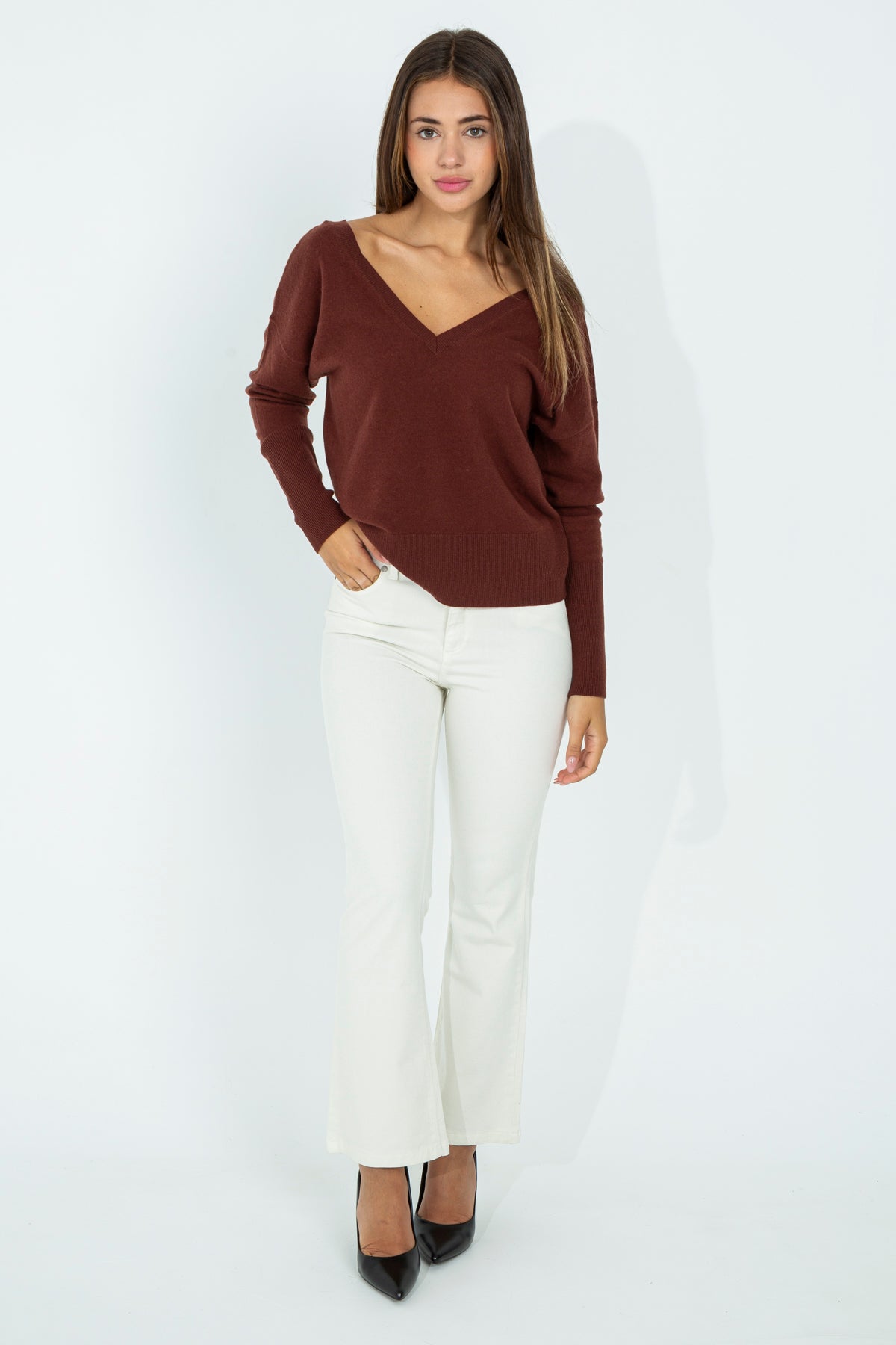 V-neck wool sweater