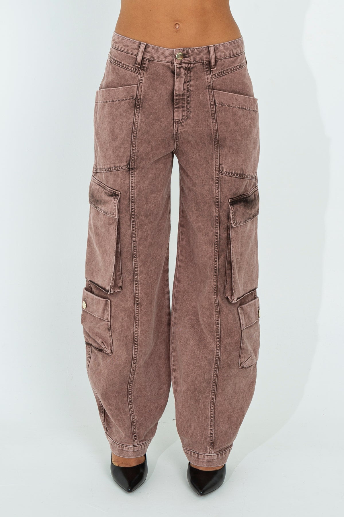 Acid Wash Cargo Jeans