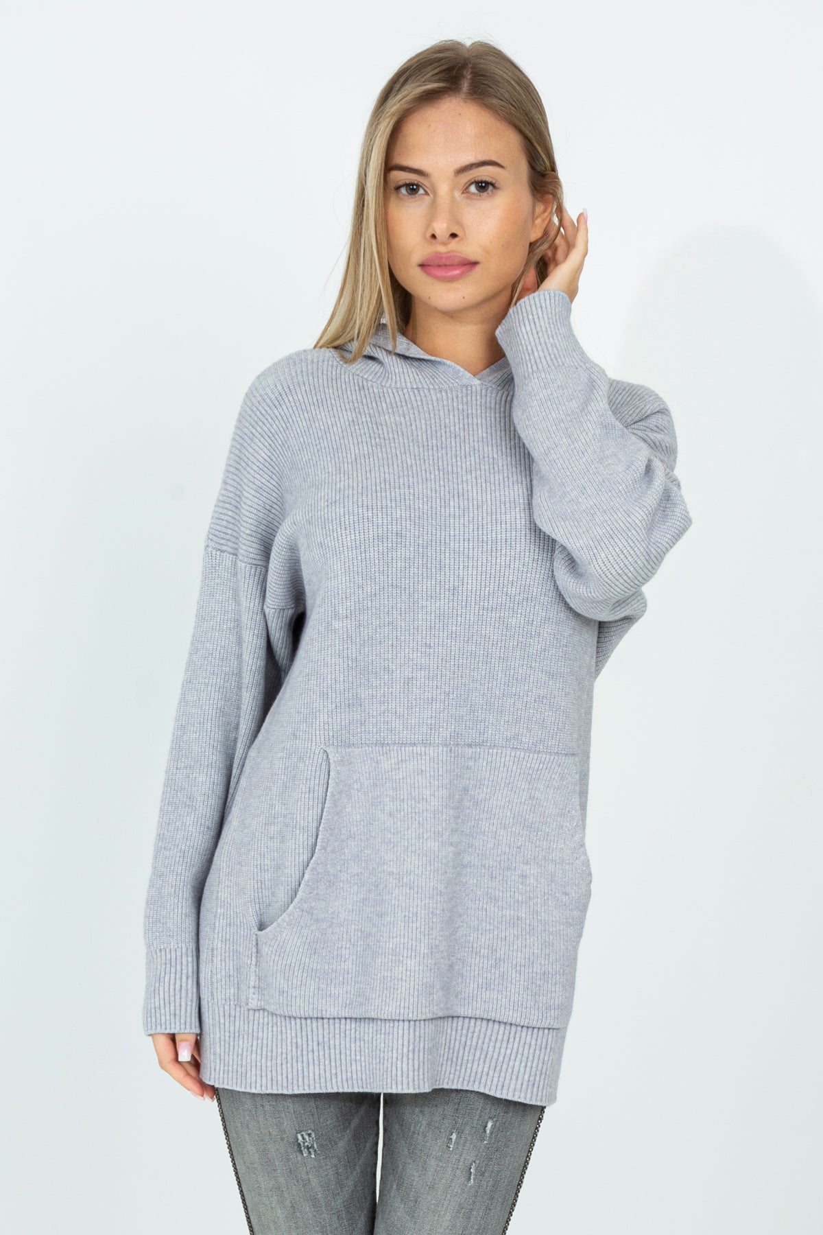 Oversized knitted wool sweater