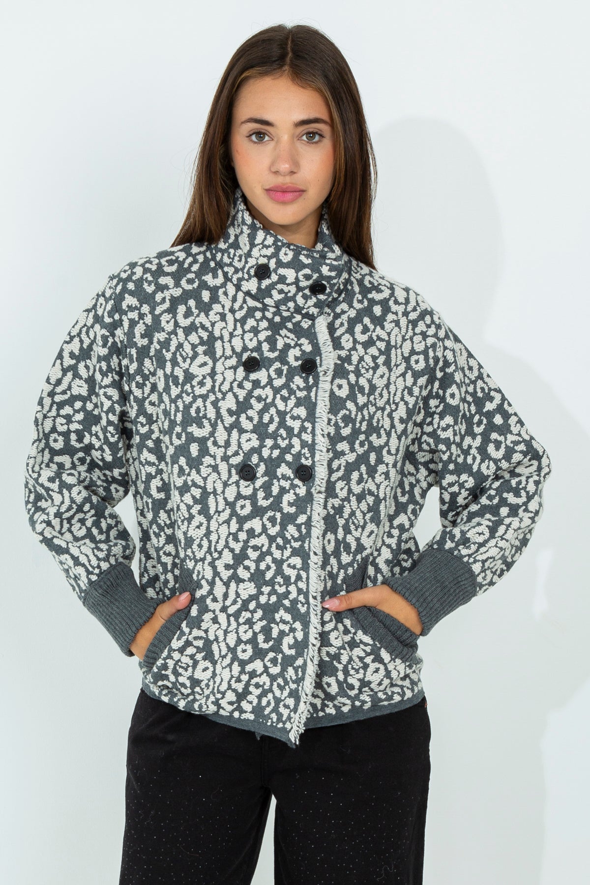 Double-breasted animalier jacket