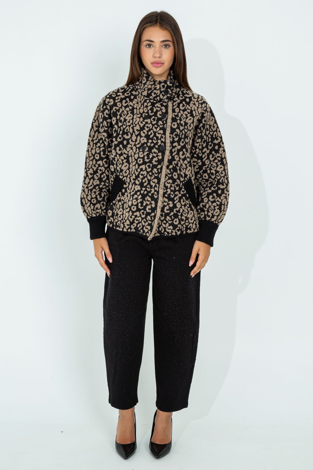 Double-breasted animalier jacket