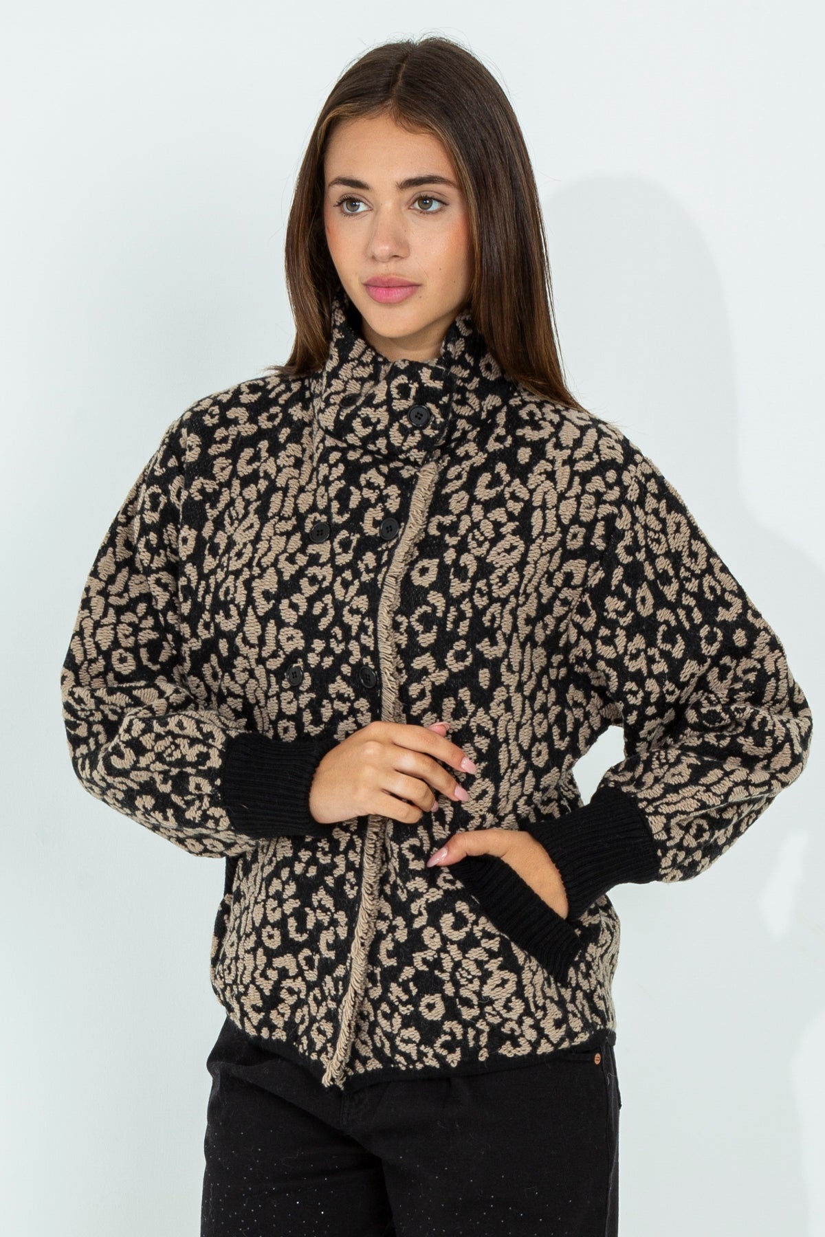 Double-breasted animalier jacket