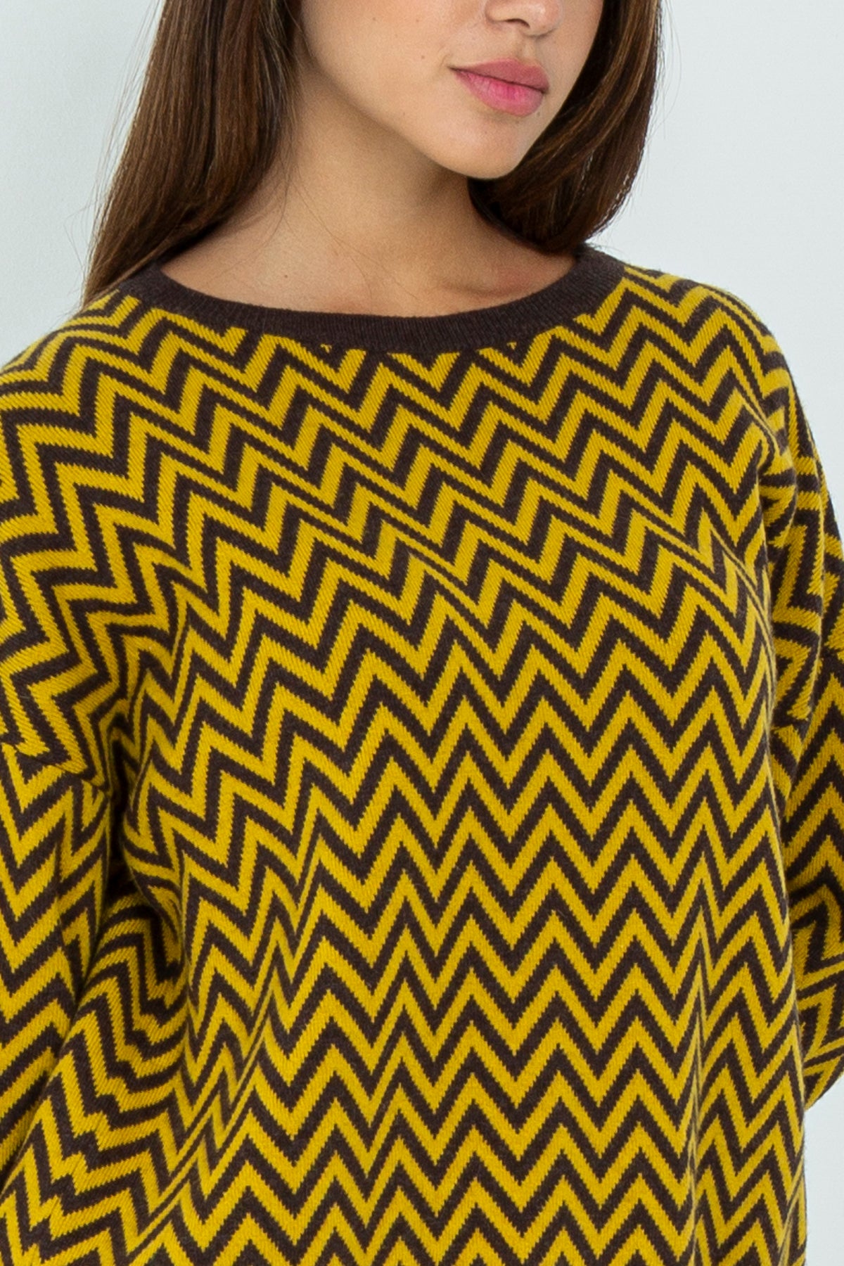 Chevron pattern wool sweater