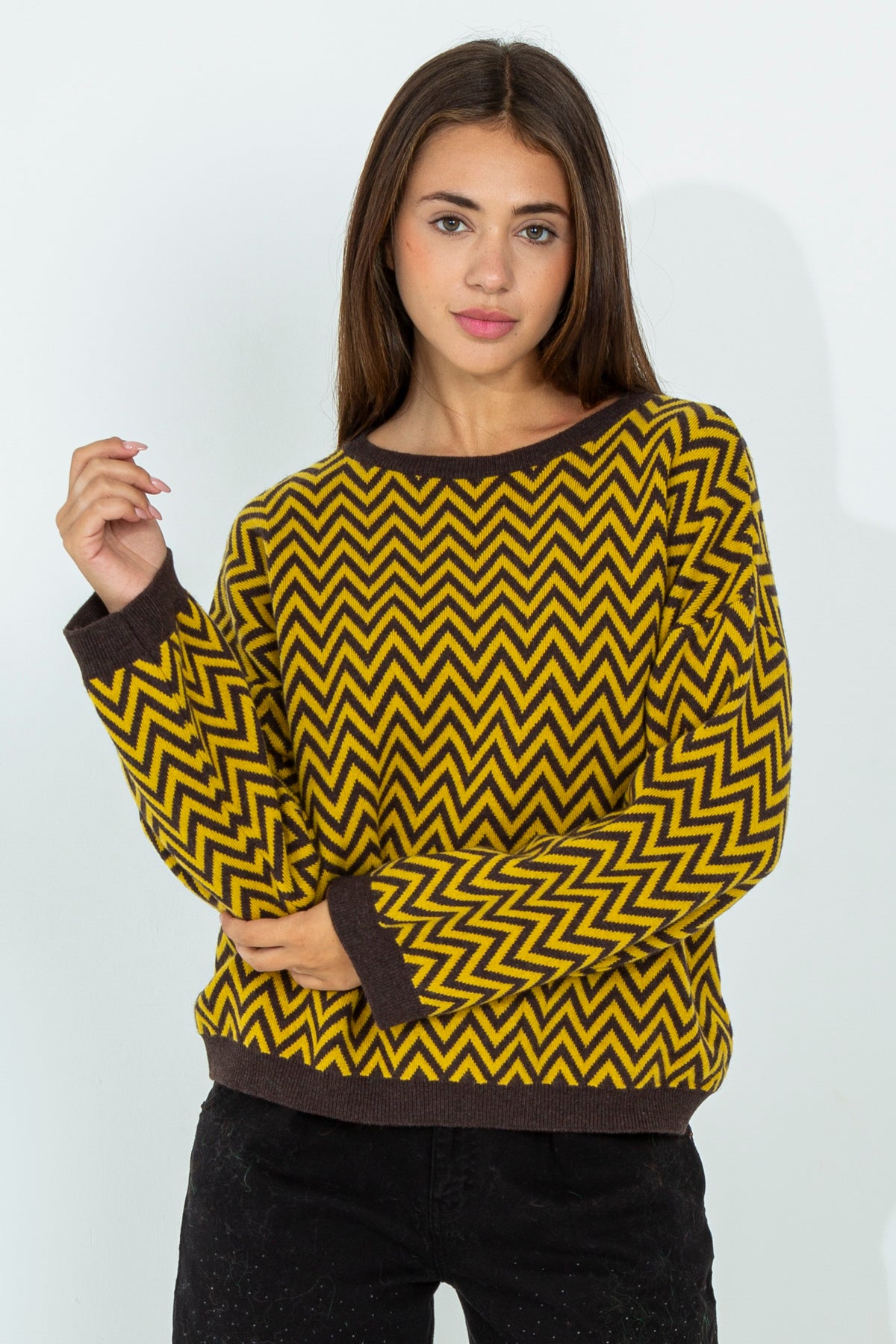 Chevron pattern wool sweater